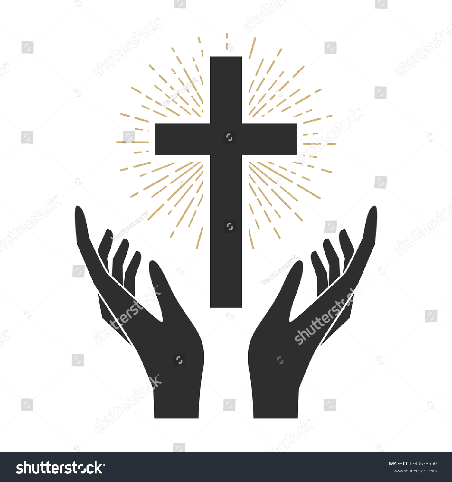 Hands Shining Holy Cross Design Element Stock Vector (Royalty Free ...