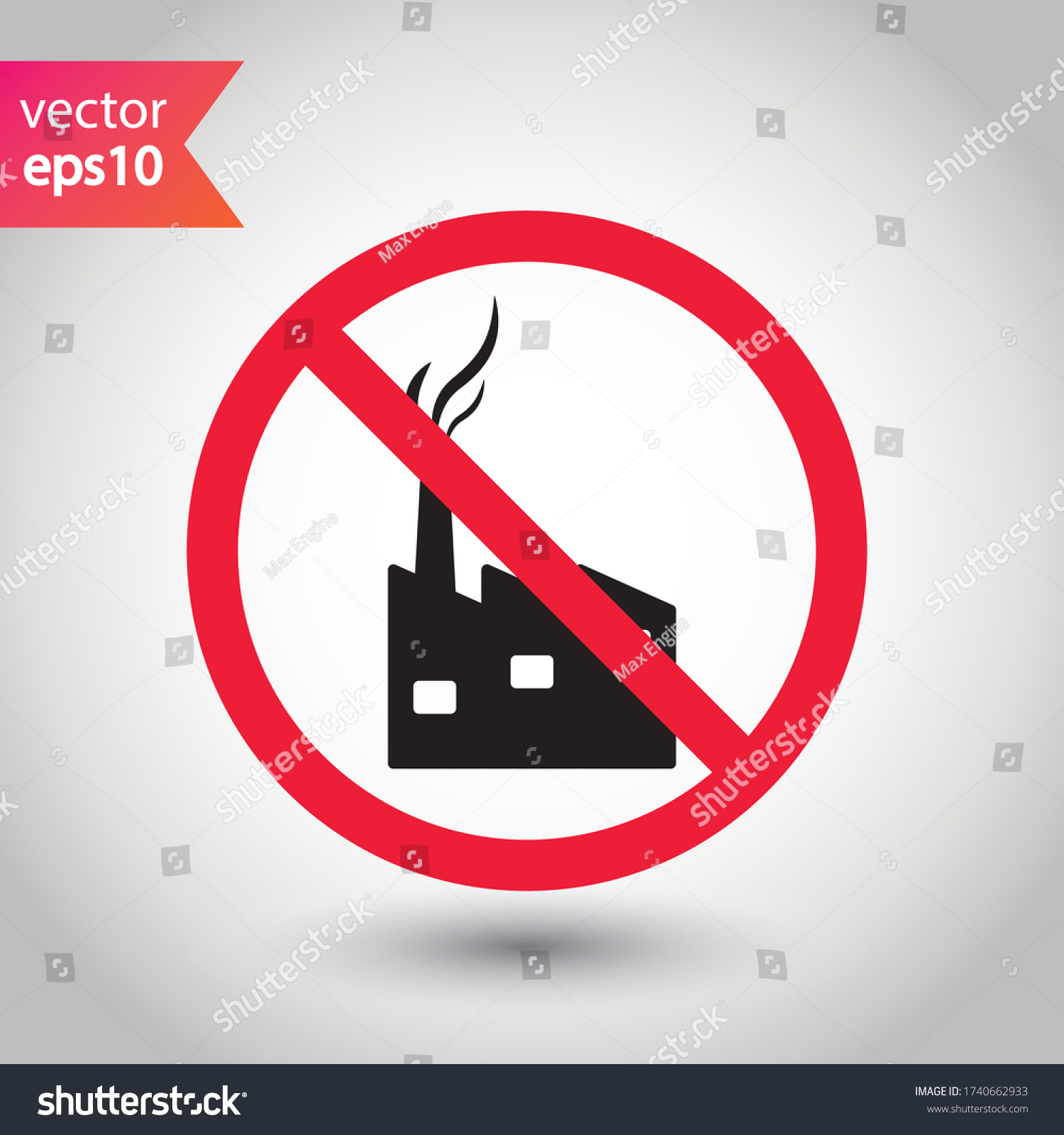 Forbidden Factory Vector Icon Prohibited Warning Stock Vector (Royalty ...