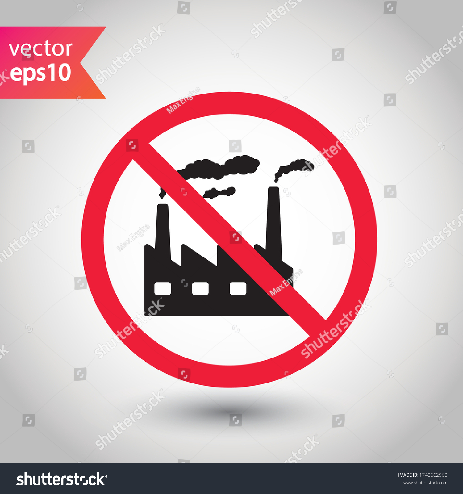 Forbidden Factory Vector Icon Prohibited Warning Stock Vector (Royalty ...