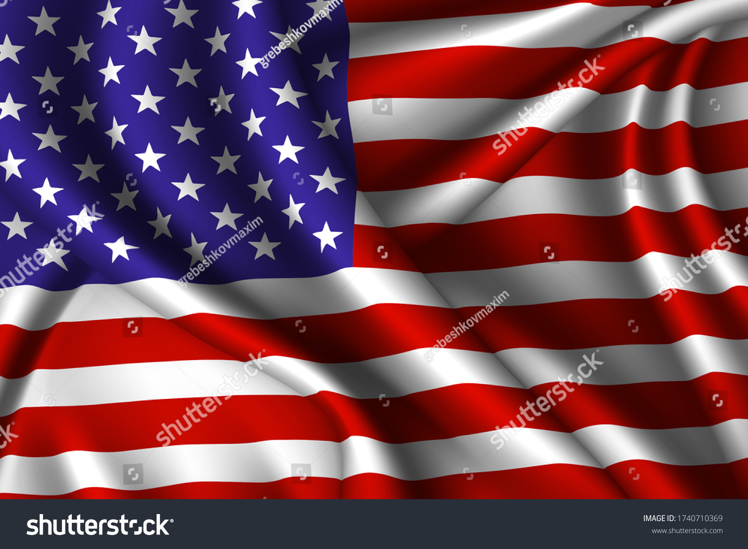 United States National Flag Silk Vector Stock Vector (Royalty Free