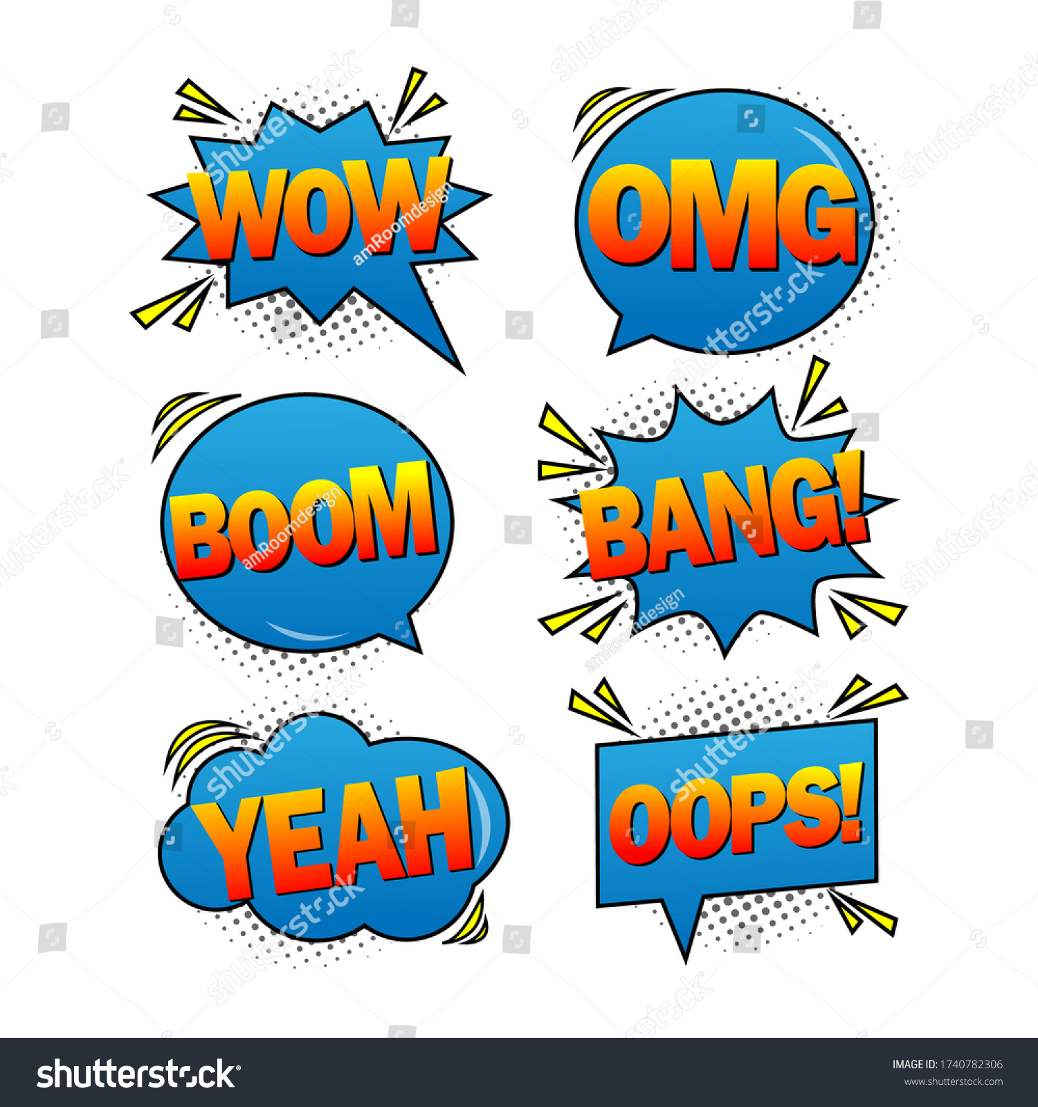 Set Retro Comic Speech Bubbles Vector Stock Vector Royalty Free 1740782306 Shutterstock 0177