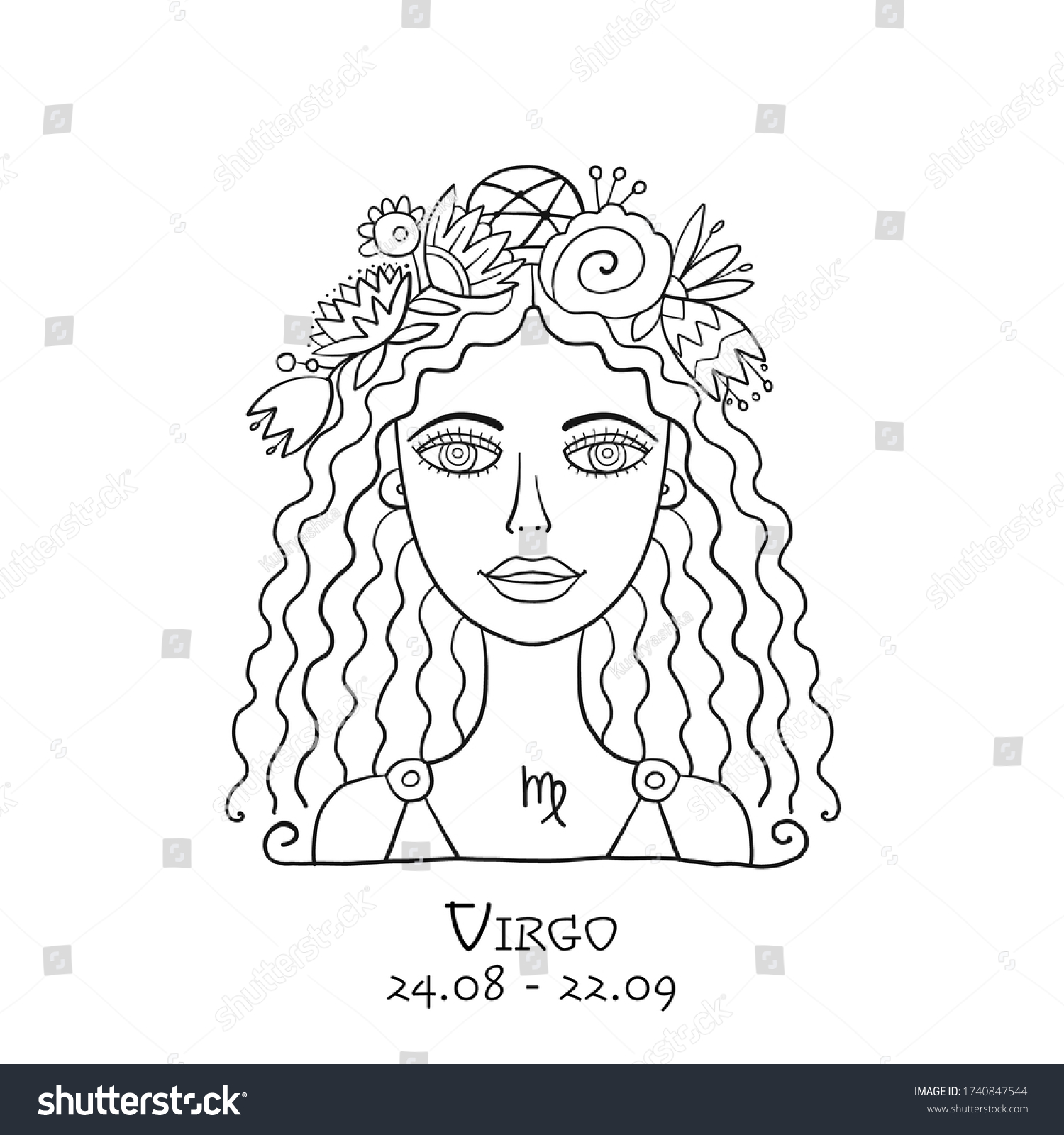 Illustration Virgo Zodiac Sign Element Earth Stock Vector (Royalty Free ...