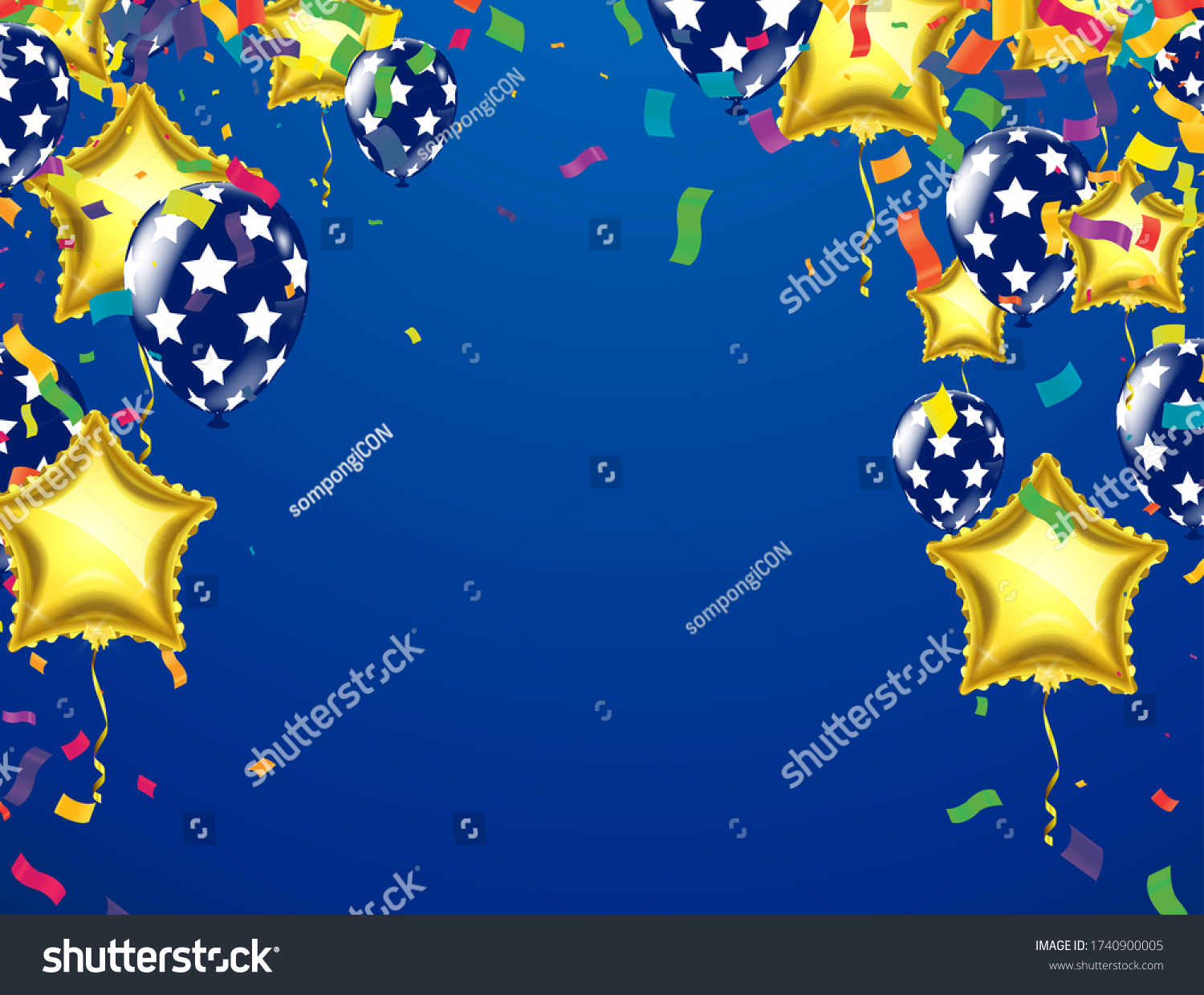 Gold Balloons Confetti Streamers Vector Illustration Vector Có Sẵn Miễn Phí Bản Quyền 4711