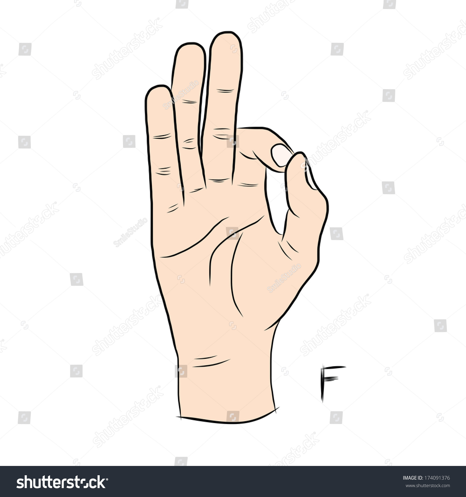 sign language alphabet letter f