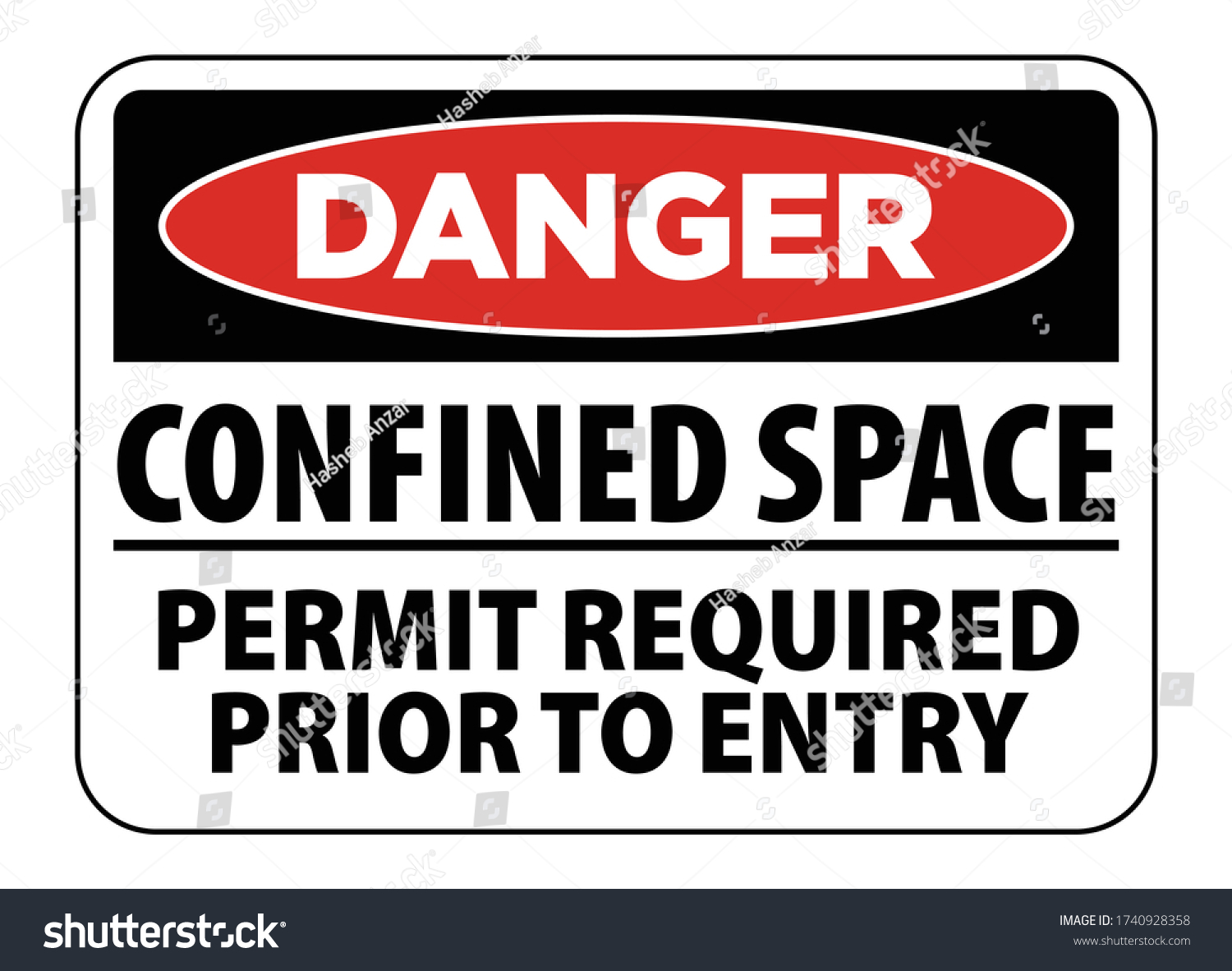 Danger Confined Space Warning Sign Text Stock Vector Royalty Free 1740928358 Shutterstock