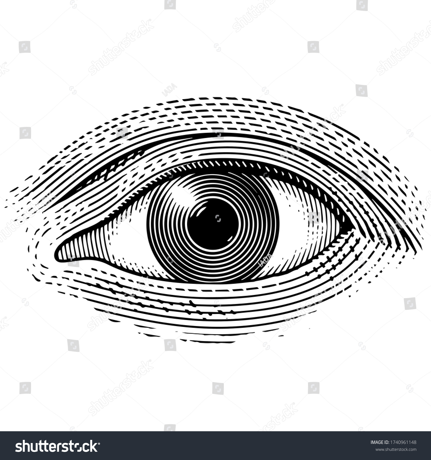 Illustration Eye Vintage Style Stock Vector (Royalty Free) 1740961148