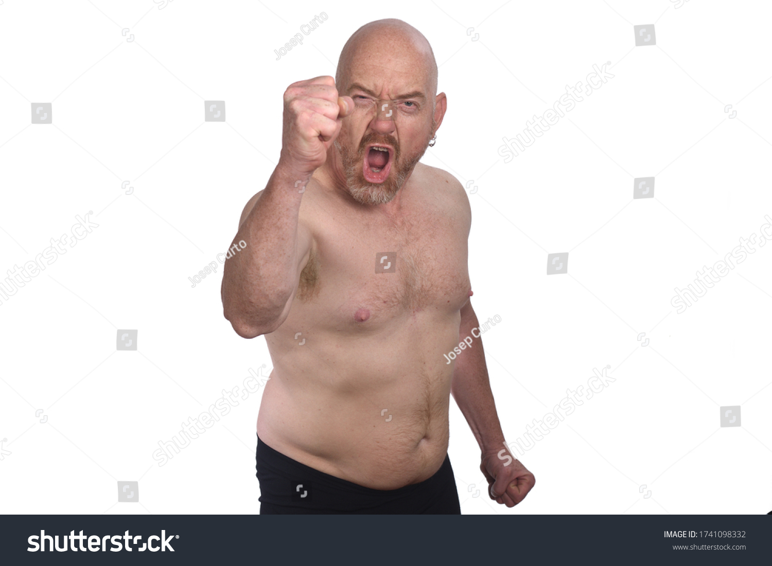 Shirtless Angry Man On White Background Stock Photo Shutterstock