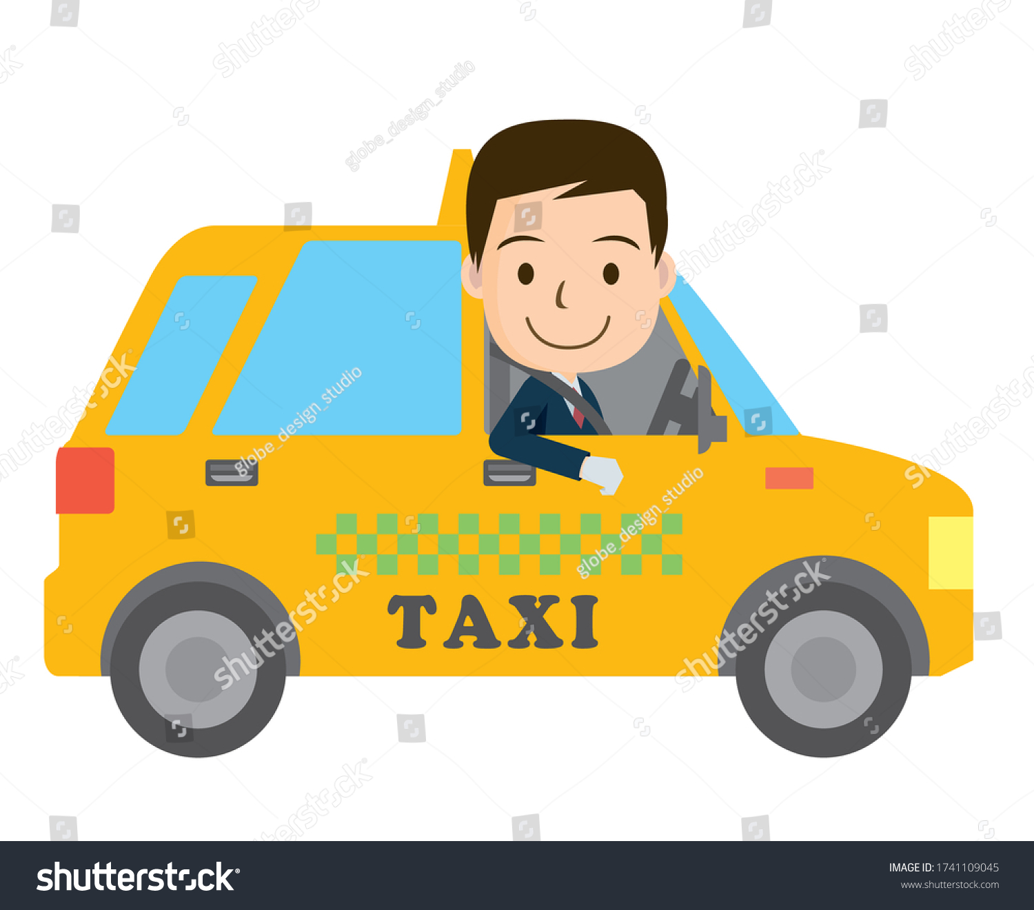 Illustration Working Car Illustration Taxi Cute Stock Vector (Royalty ...