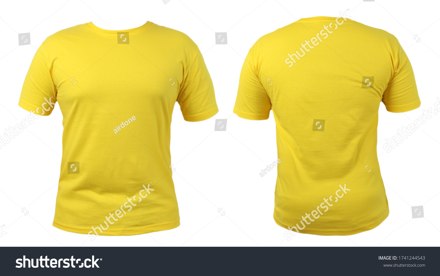 Yellow Tshirt Mock Front Back View Stock Photo 1741244543 | Shutterstock