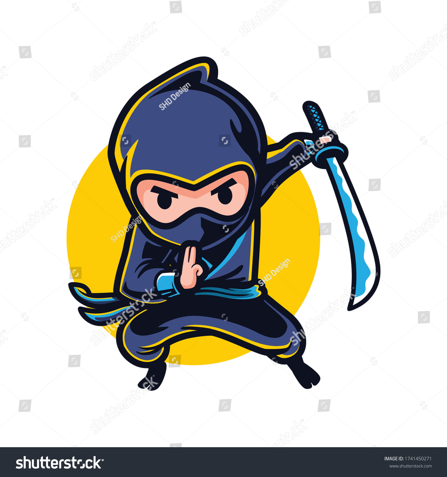 Cartoon Ninja Mascot Logo Design Stock Vector (Royalty Free) 1741450271 ...