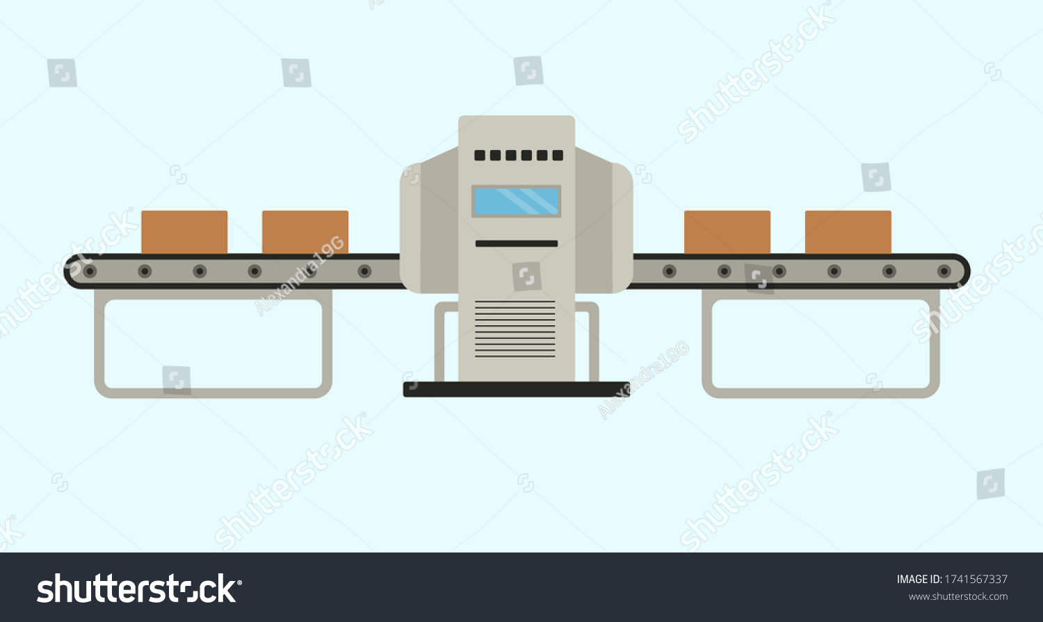 Conveyor Assembly Line Outline Style Automatic Stock Vector (Royalty ...