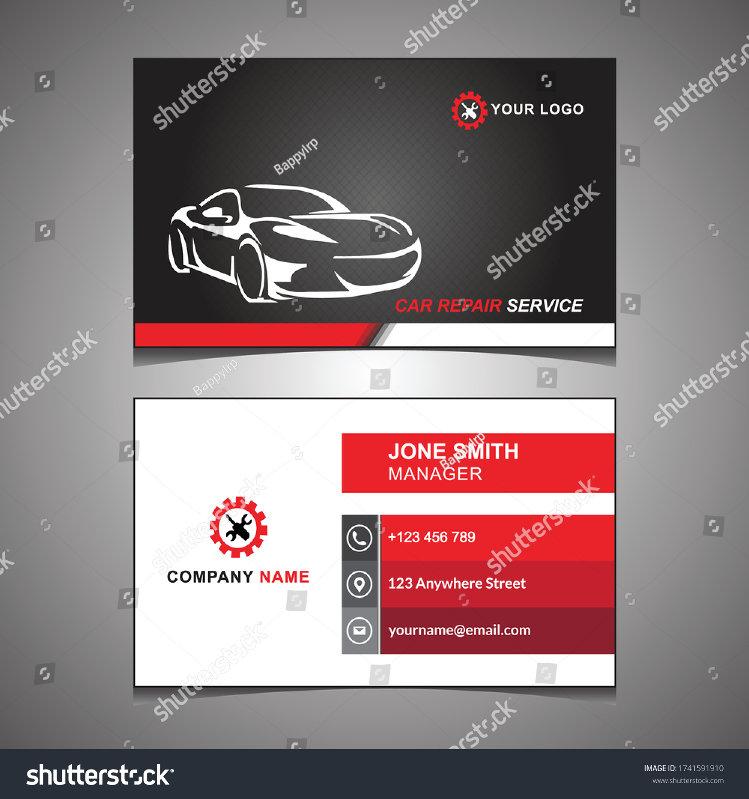 Car Repair Service Business Card Stock Vector (Royalty Free) 1741591910 ...