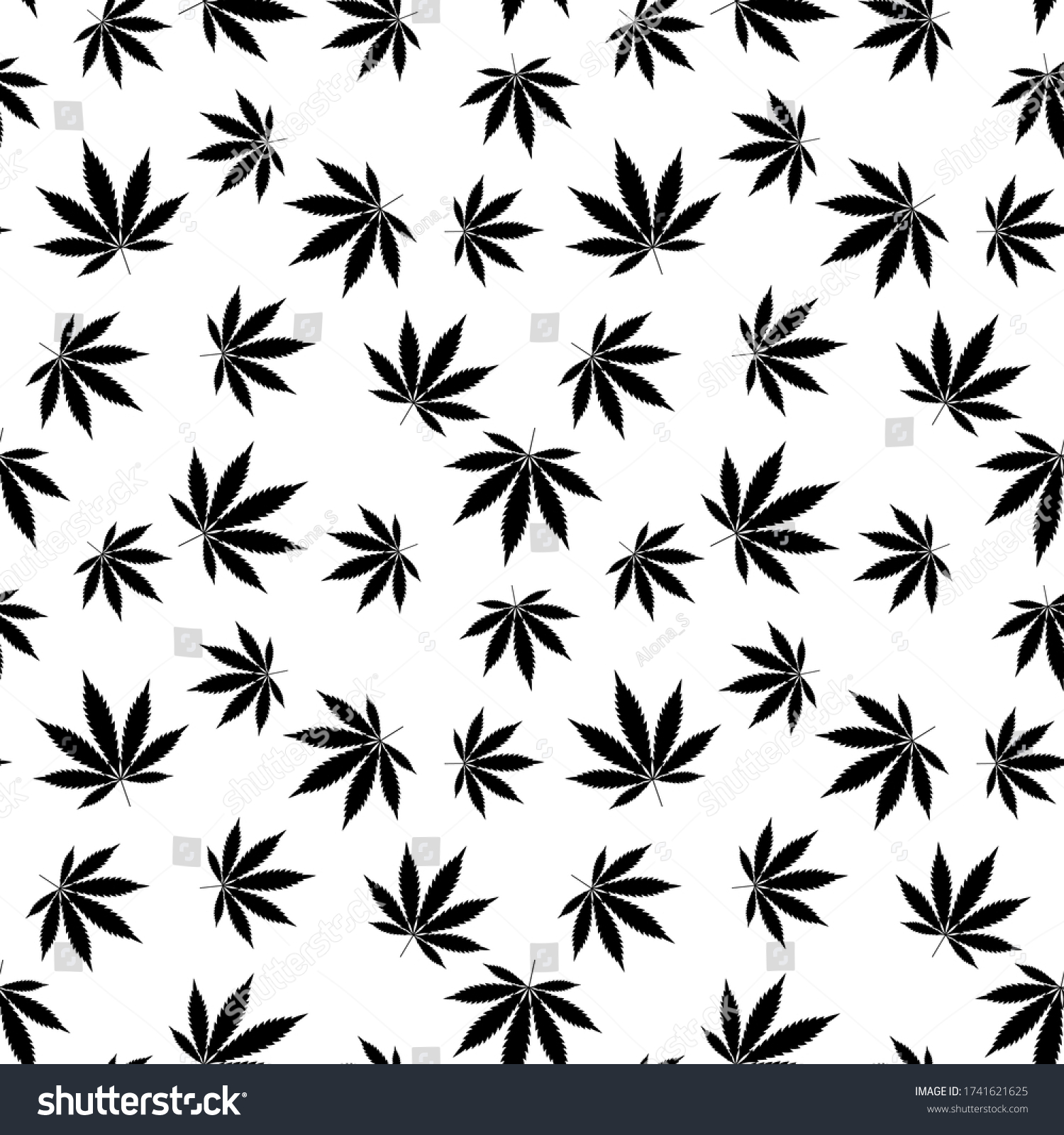 Cannabis Seamless Pattern Marijuana Leaf Black Stock Vector (Royalty ...