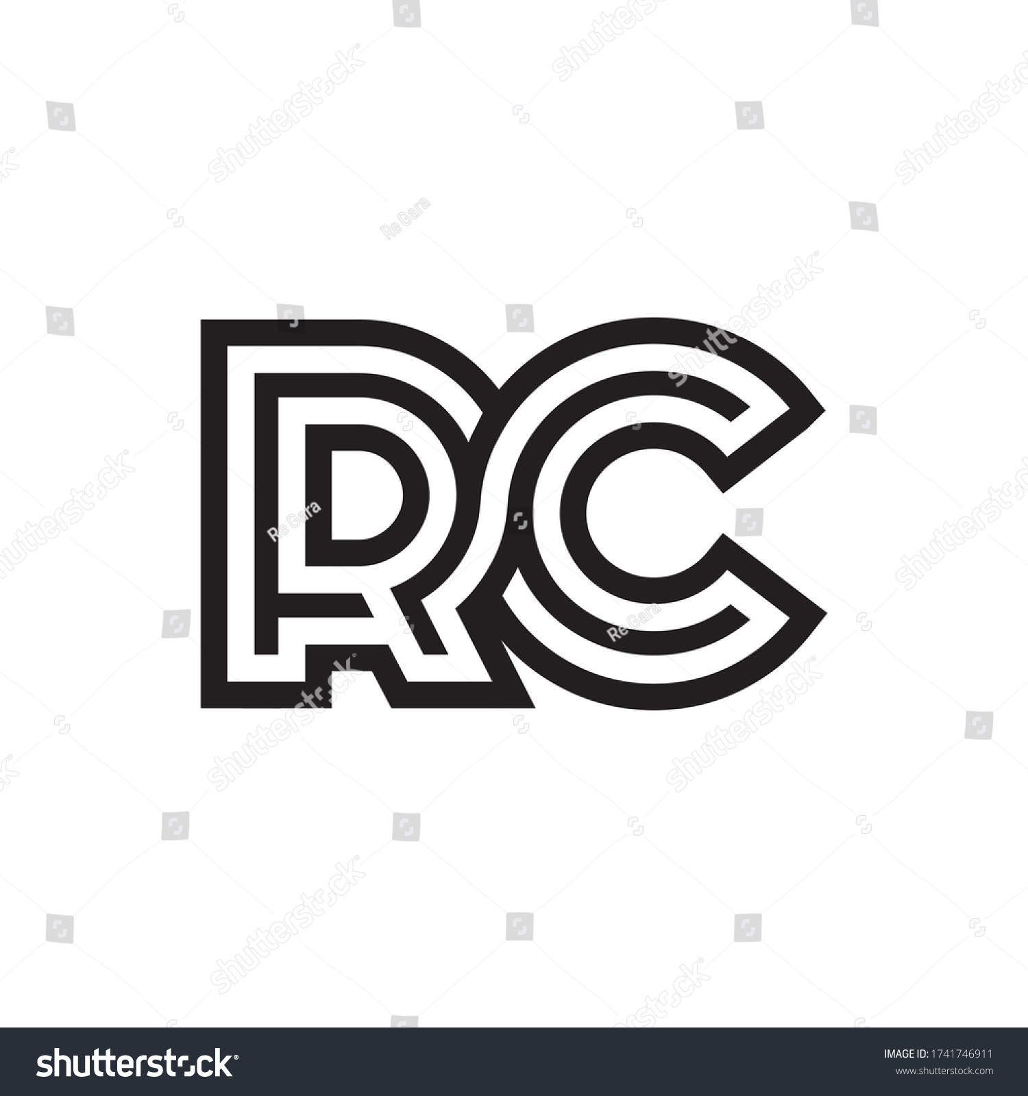 R C Letter Lines Logo Design Stock Vector (Royalty Free) 1741746911 ...