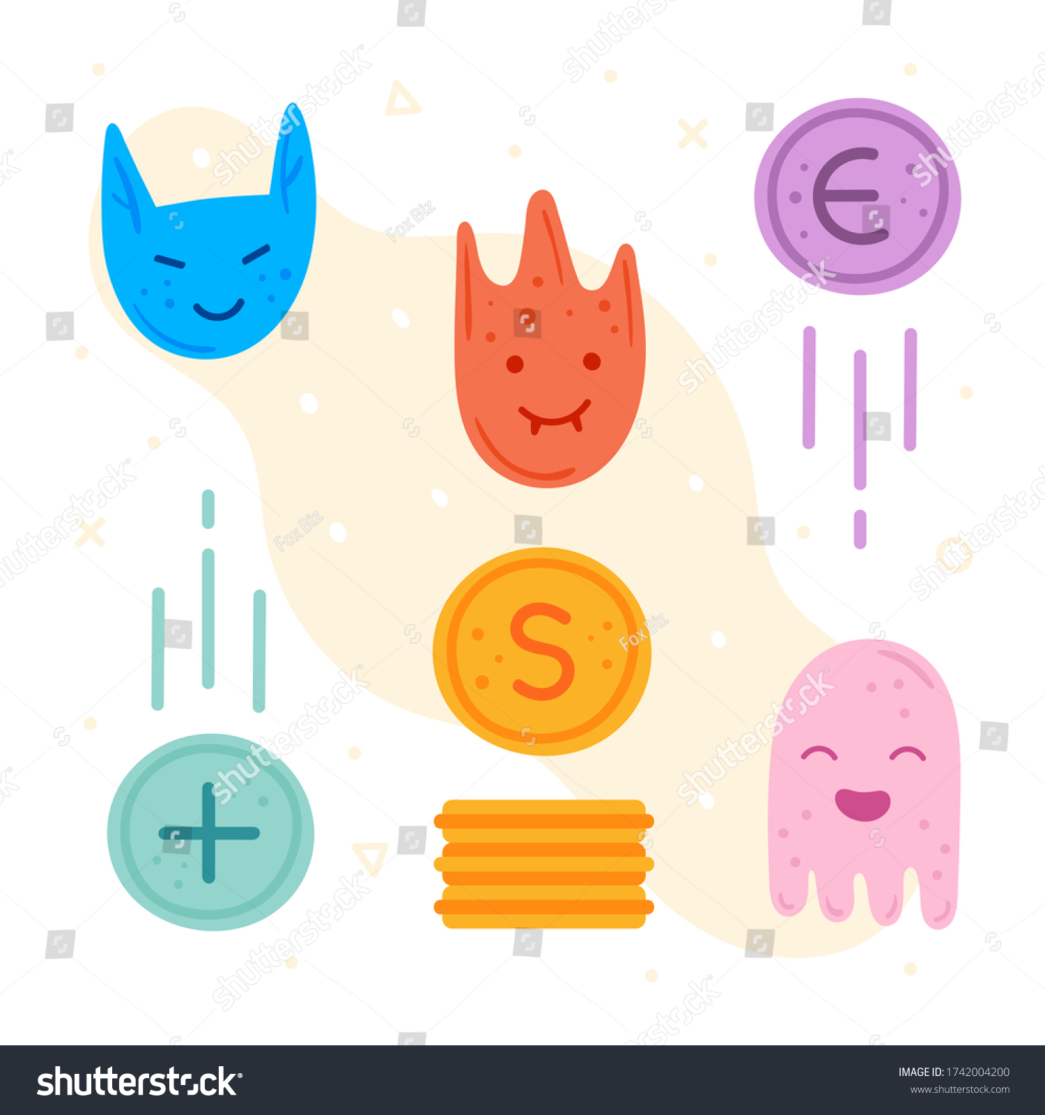 Video Game Characters Emoji Different Faces Stock Vector (Royalty Free