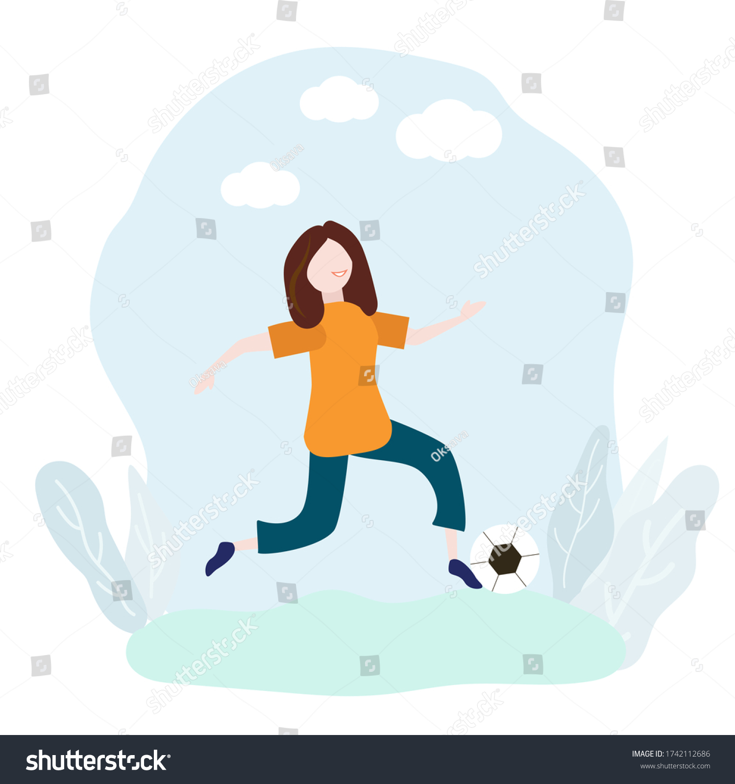 Stock Vector The Girl Is Playing Soccer Vector Illustration 1742112686 