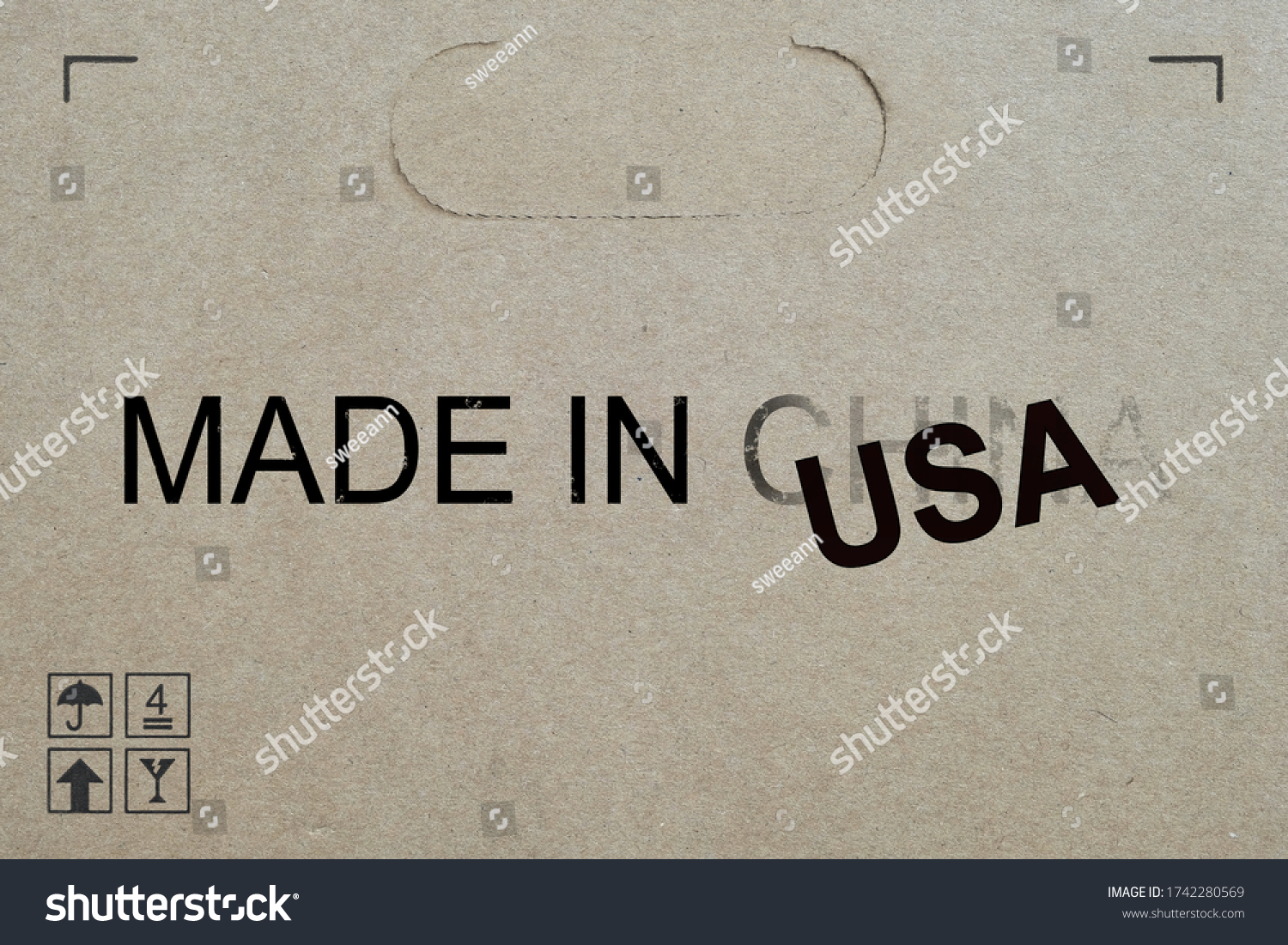 Shipment Box Words Made Usa Replacing Stock Photo 1742280569 | Shutterstock