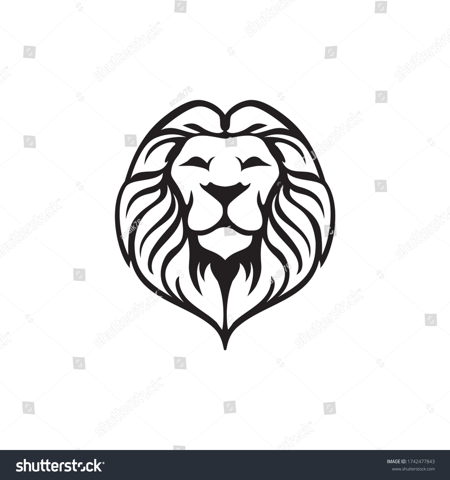 Lion Head Black White Vector Logo Stock Vector (Royalty Free ...