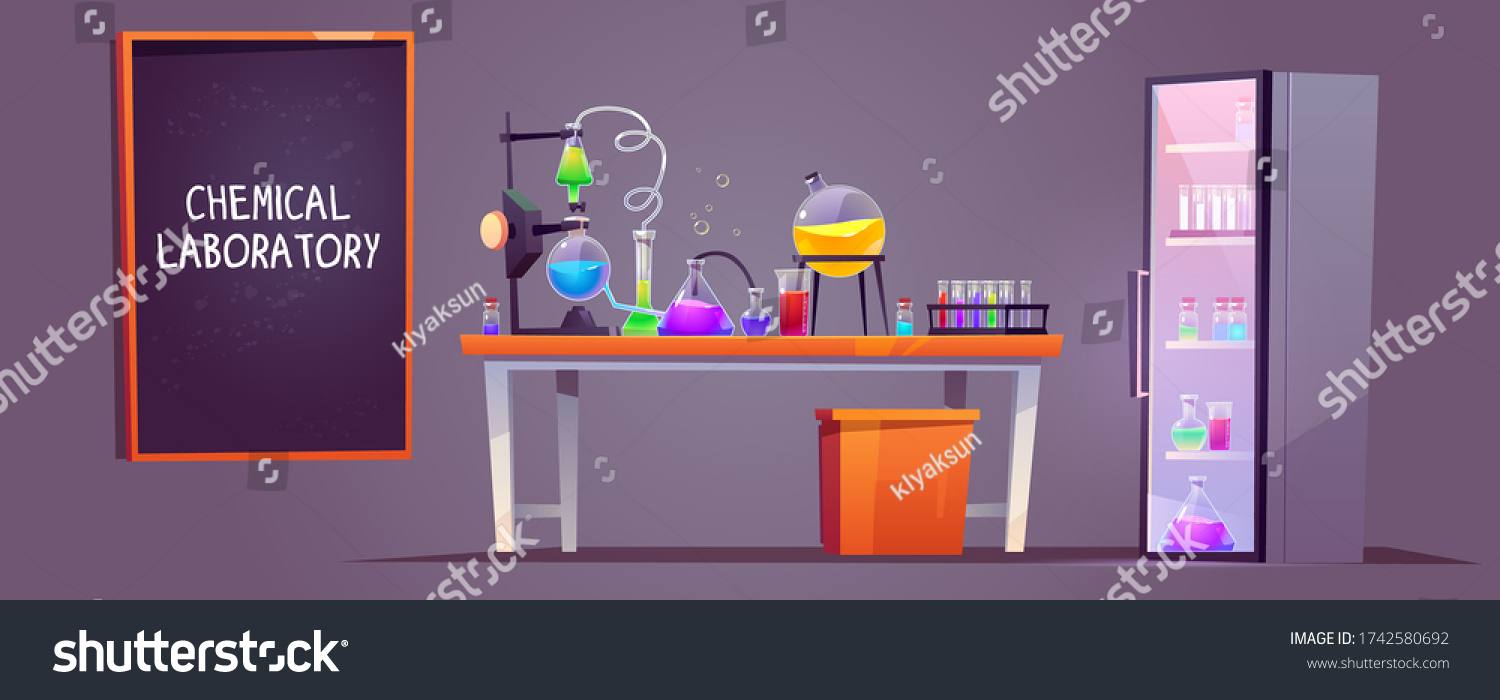 Chemical Laboratory Interior Glass Flasks Tubes Stock Vector (Royalty ...