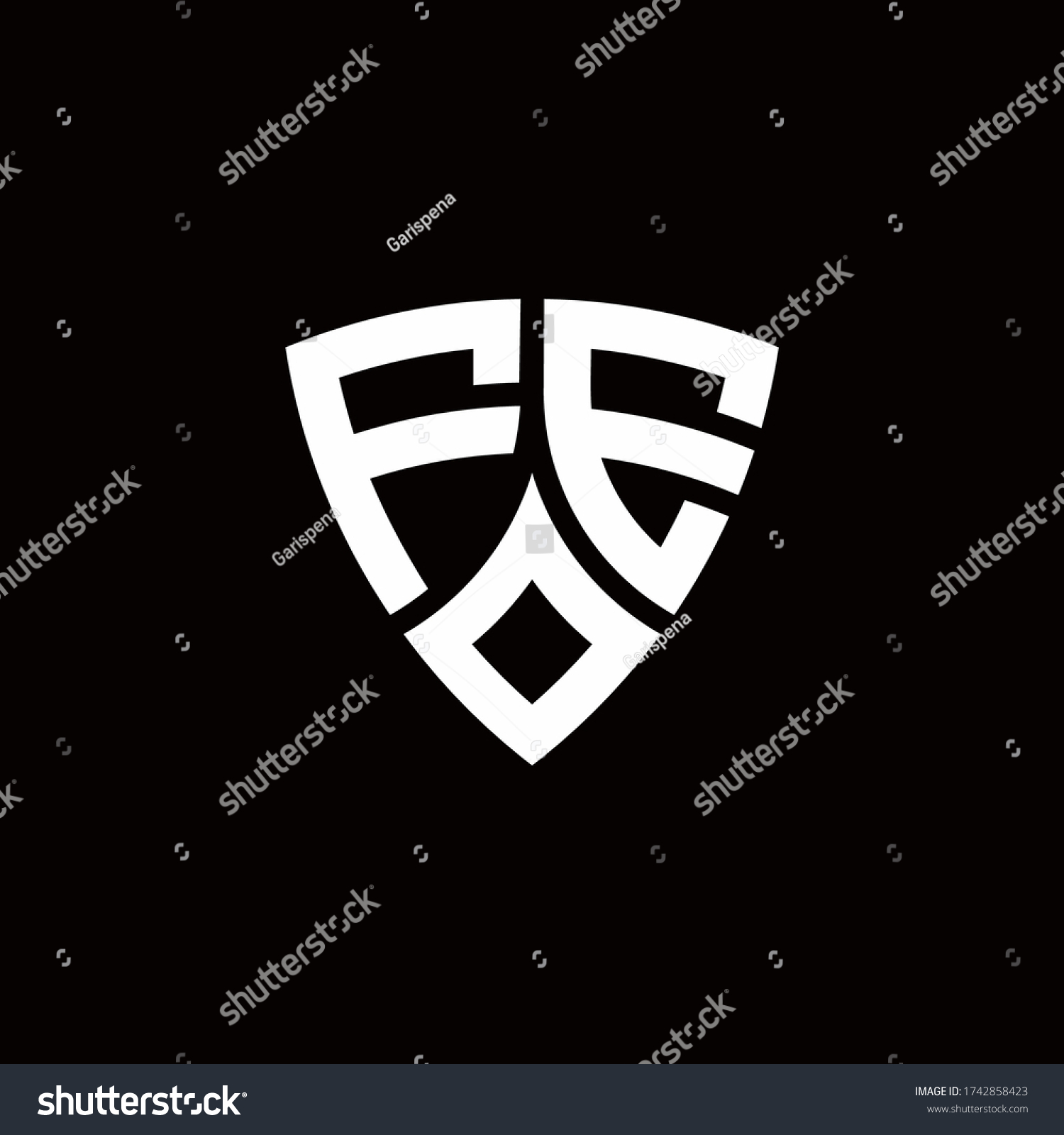 Fe Monogram Logo Modern Shield Style Stock Vector (royalty Free 