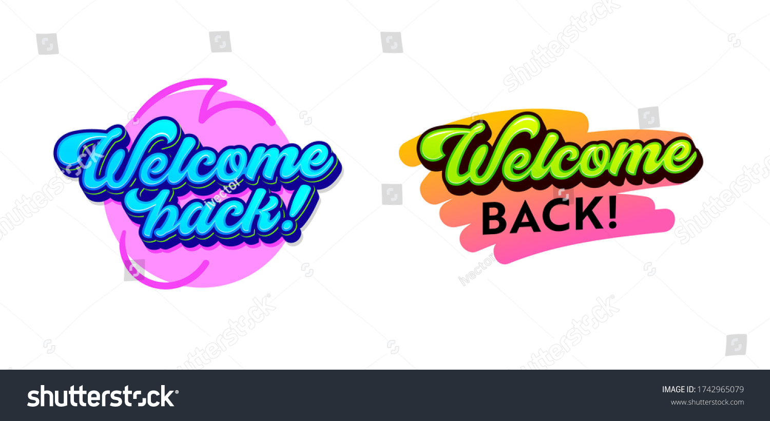 Set Banners Welcome Back Typography Abstract Stock Vector Royalty Free