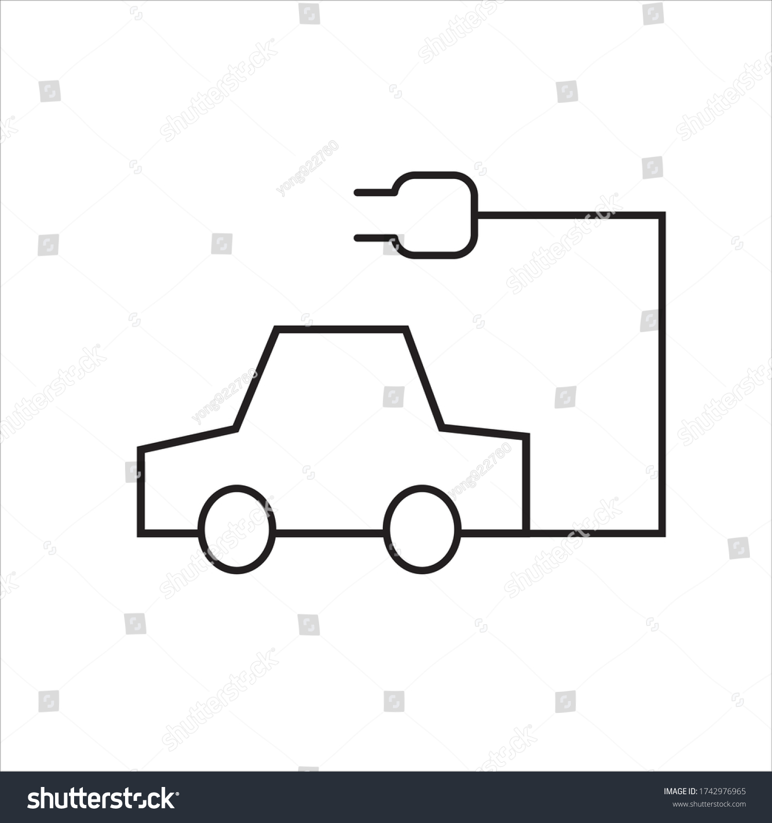 Electric Car Symbol On White Background Stock Vector Royalty Free 1742976965 Shutterstock 3097