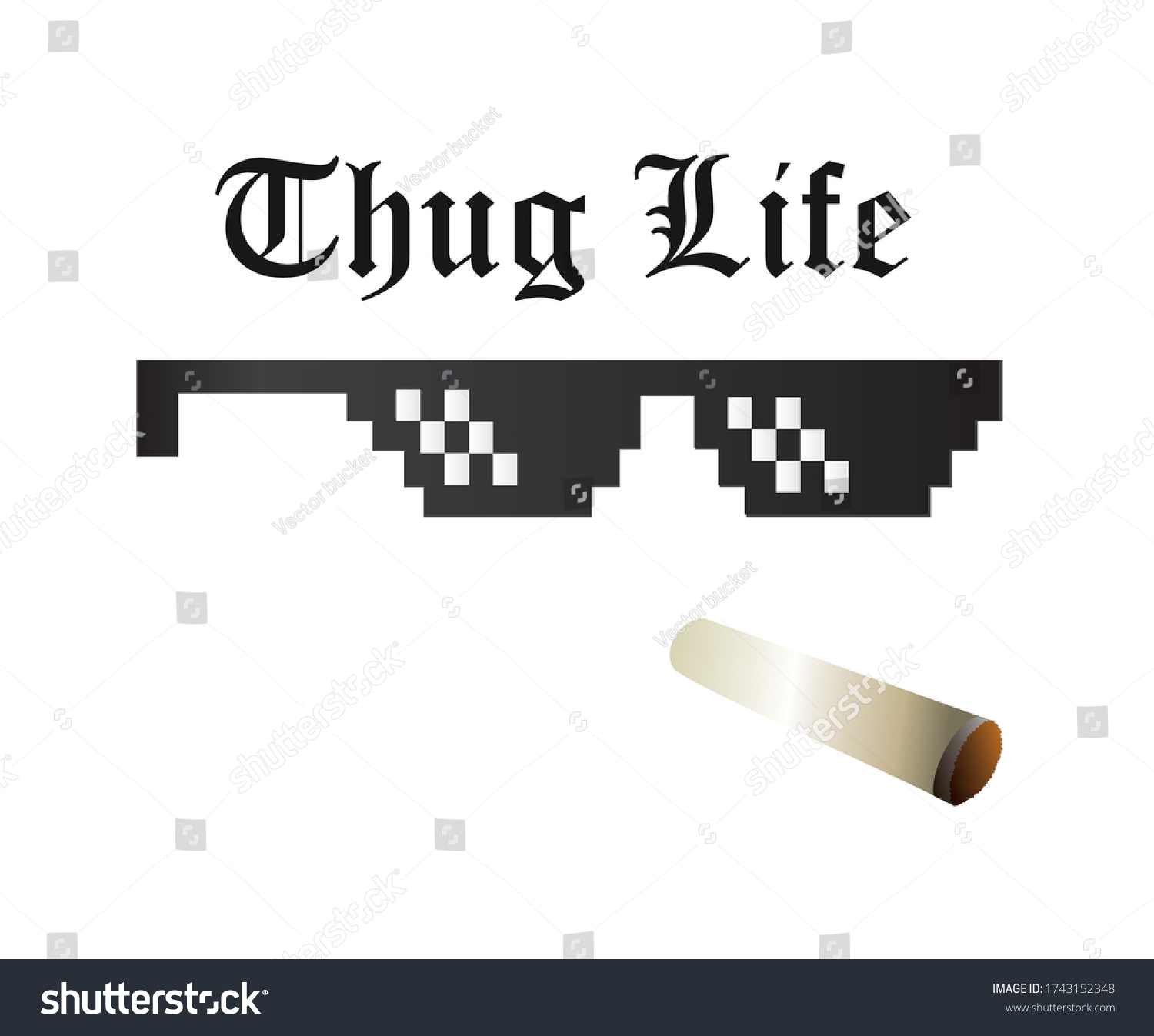 Pixel Sunglasses Thug Life Typography Vector Stock Vector (Royalty Free ...