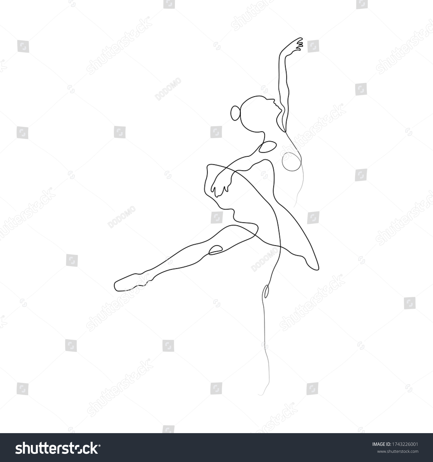 Continuous Lines Beautiful Ballet Girl Dancing Stock Vector (Royalty ...