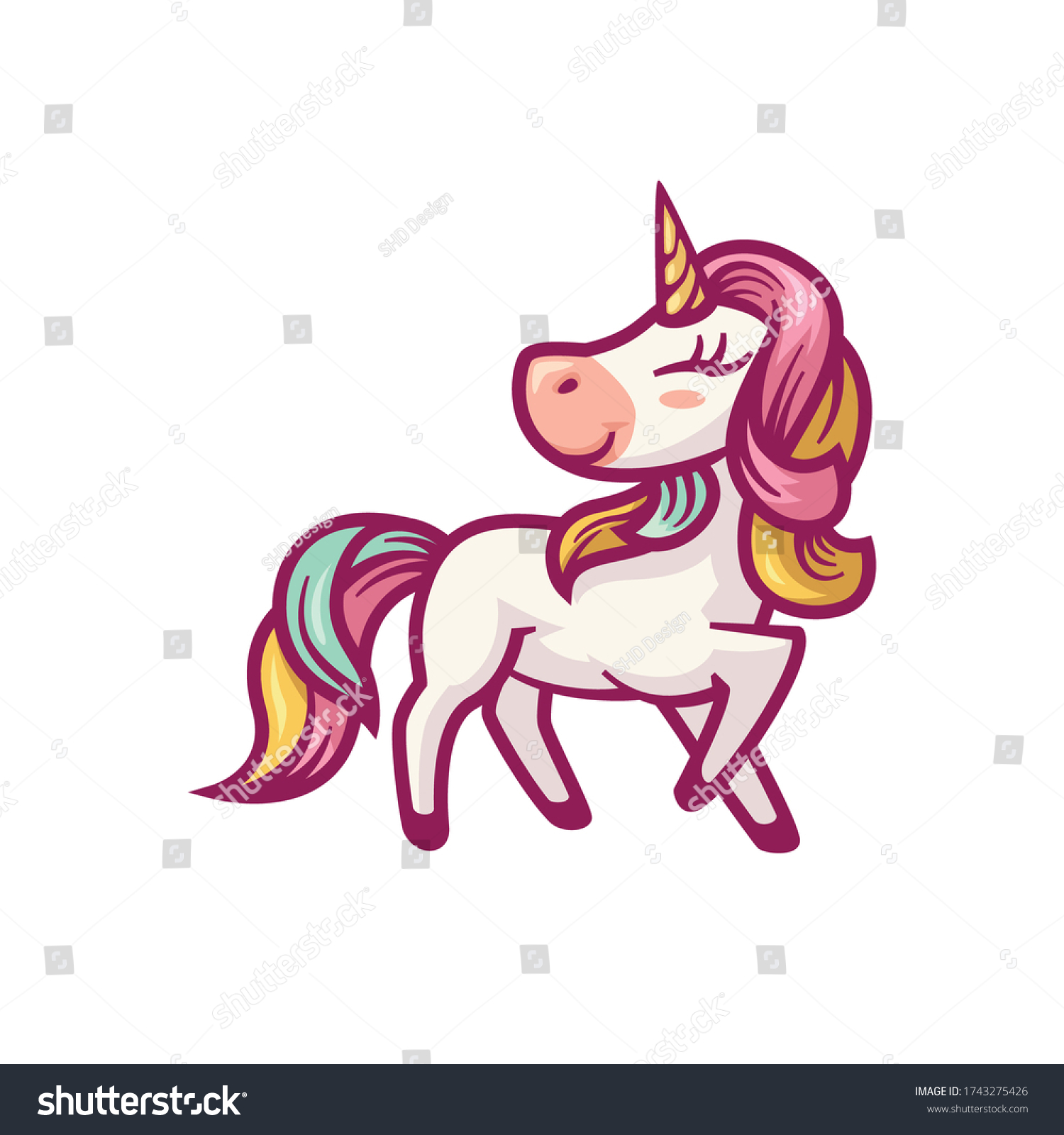 Cartoon Unicorn Mascot Logo Design Stock Vector (Royalty Free ...