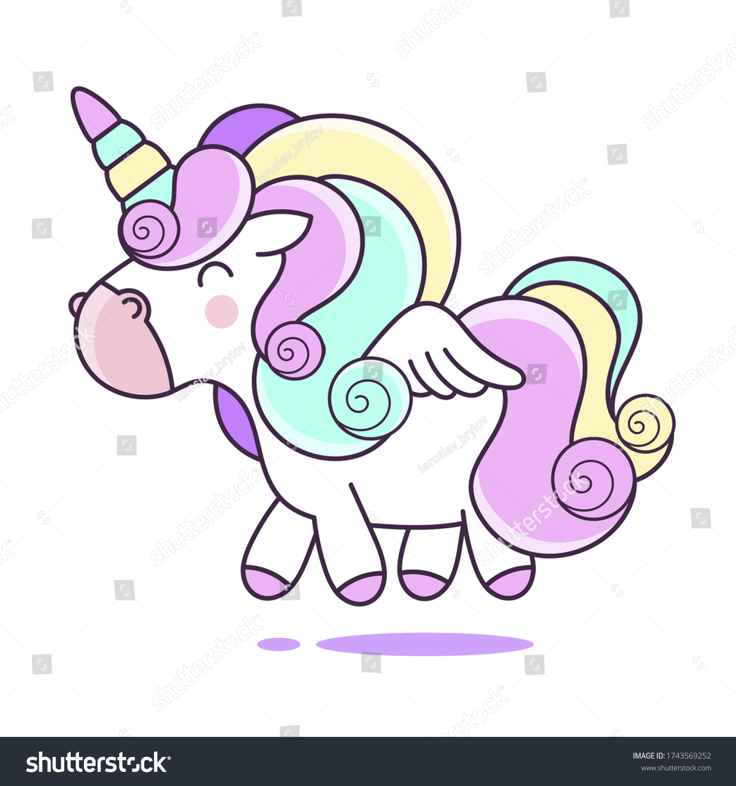 Funny Pink Unicorn On White Background Stock Vector (royalty Free 