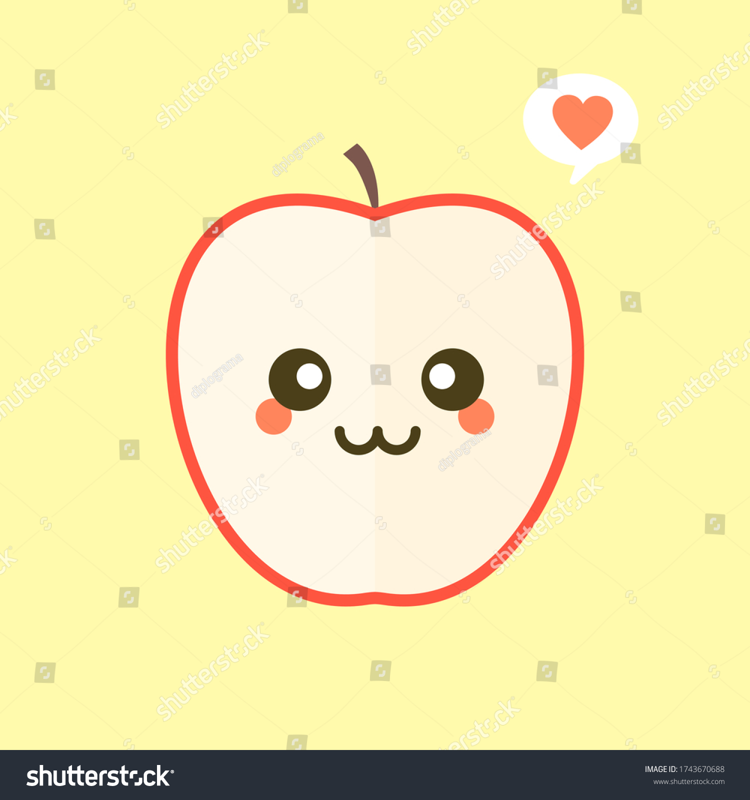 Cute Half Apple Cartoon Character Vector Stock Vector (Royalty Free ...