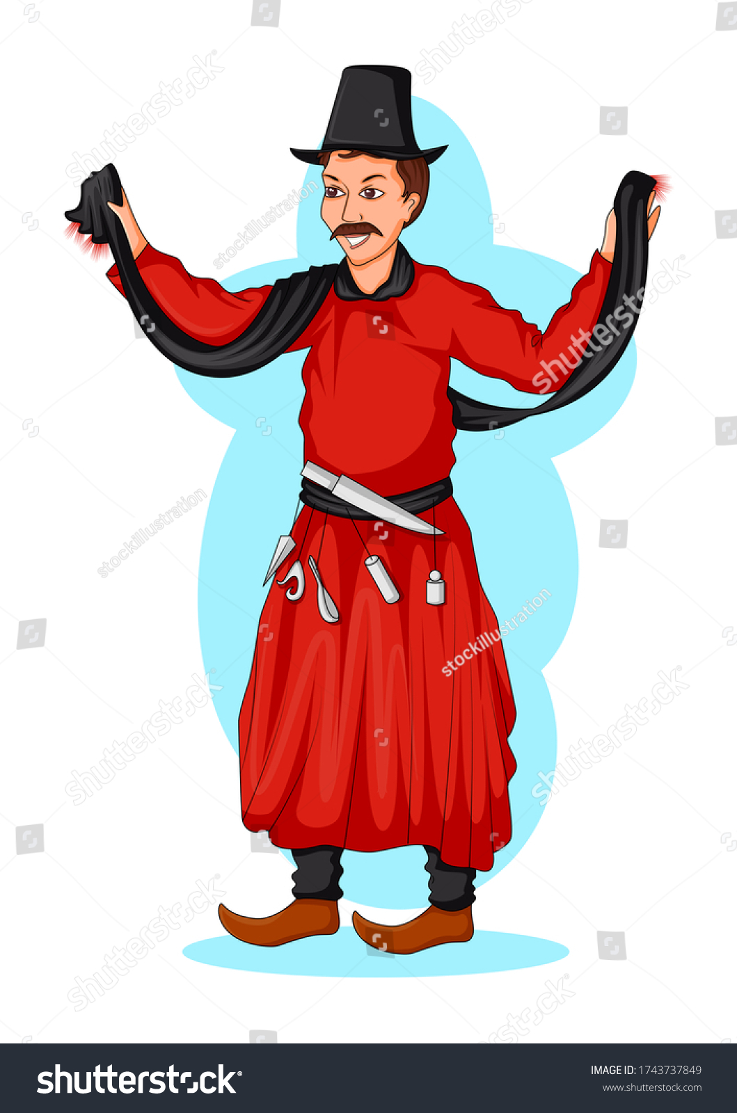 Ladakhi Man Doing Folk Dance Ladakh Stock Vector (Royalty Free ...