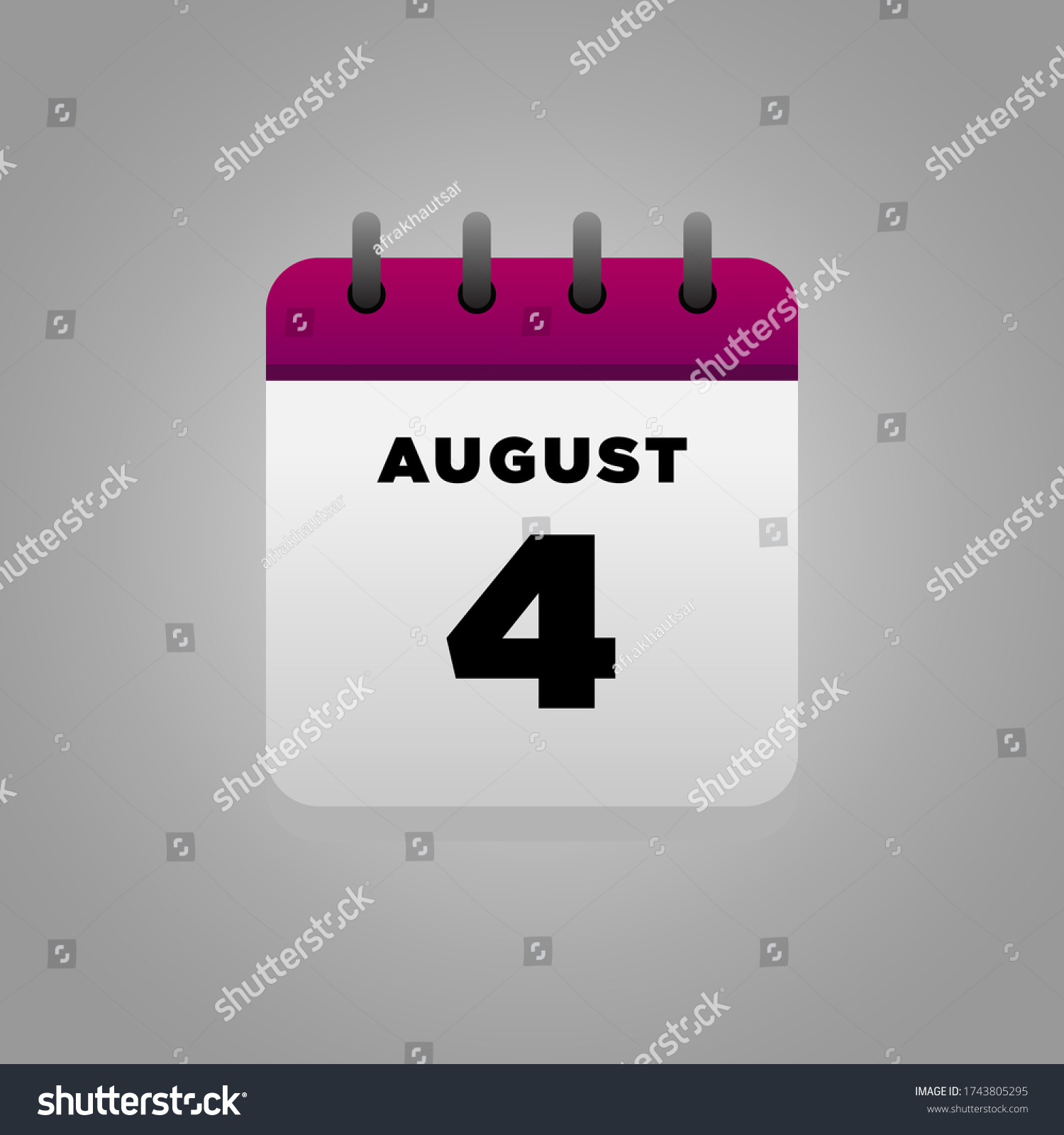 Flat Illustration Vector August Calendar Daily Stock Vector (Royalty ...