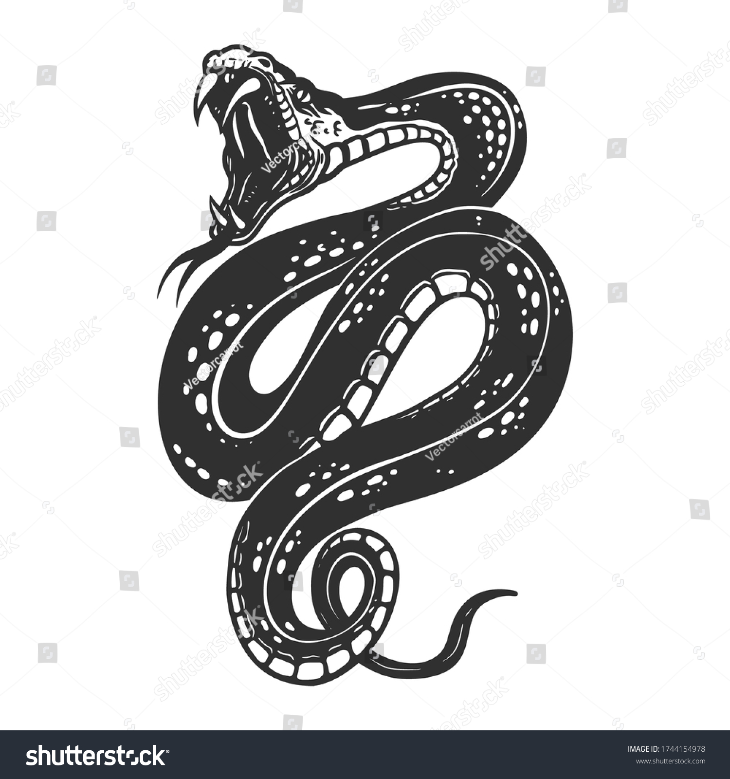 Illustration Poisonous Snake Engraving Style Design Stock Vector ...