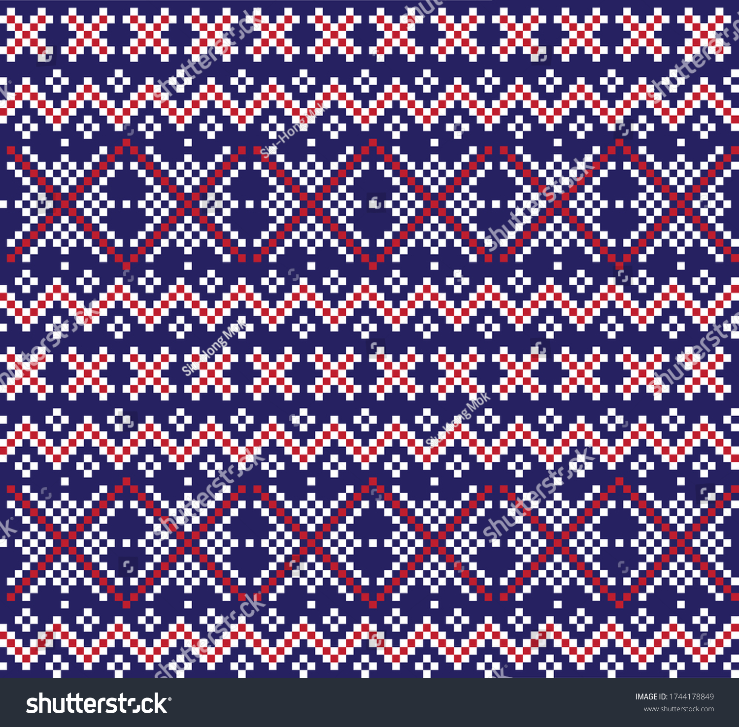 Red Navy Christmas Fair Isle Pattern Stock Vector (Royalty Free ...