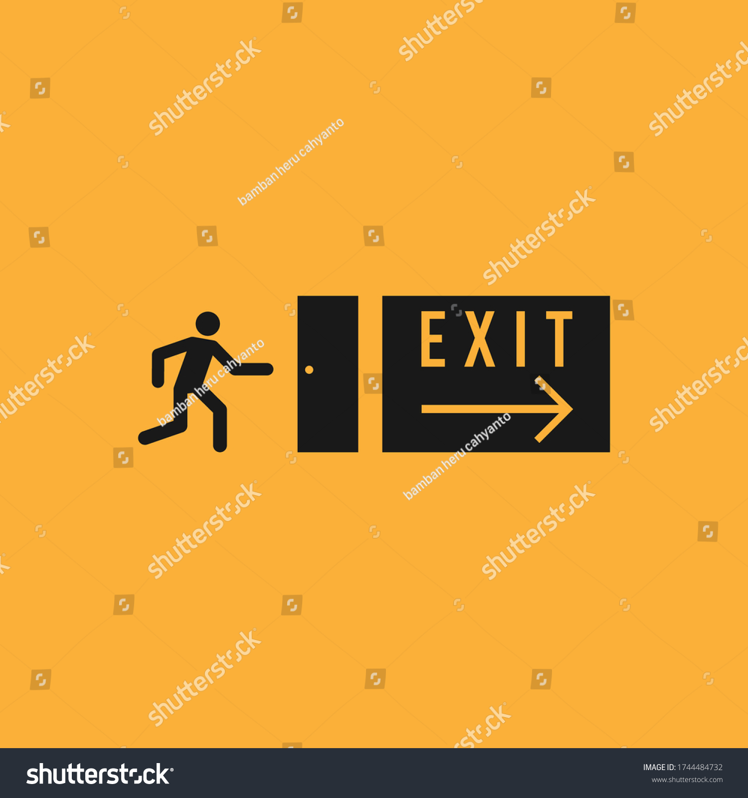 Emergency Exit Door Vector Direction Arrow Stock Vector (Royalty Free ...