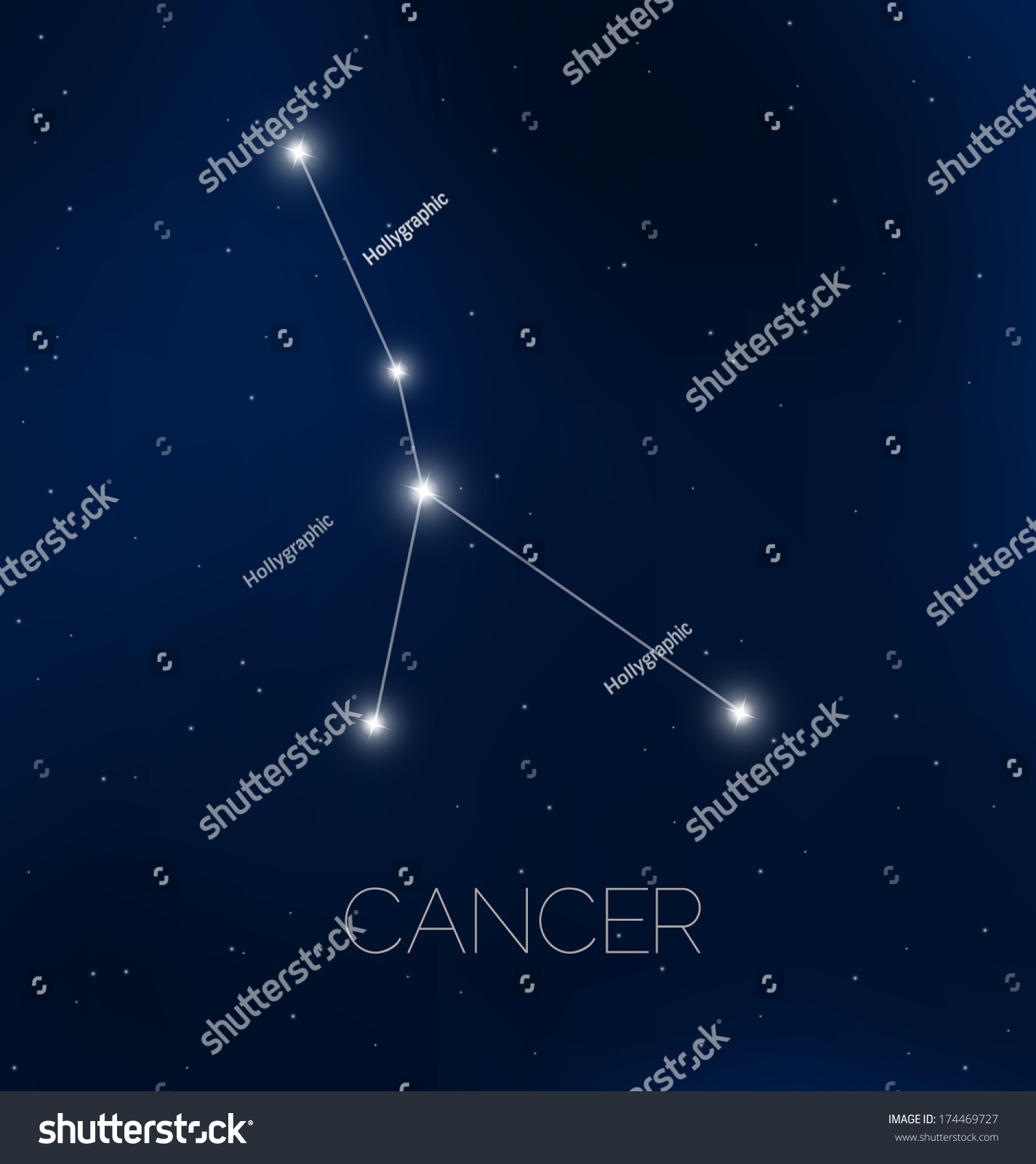 Cancer Constellation Night Sky Stock Vector (Royalty Free) 174469727 ...