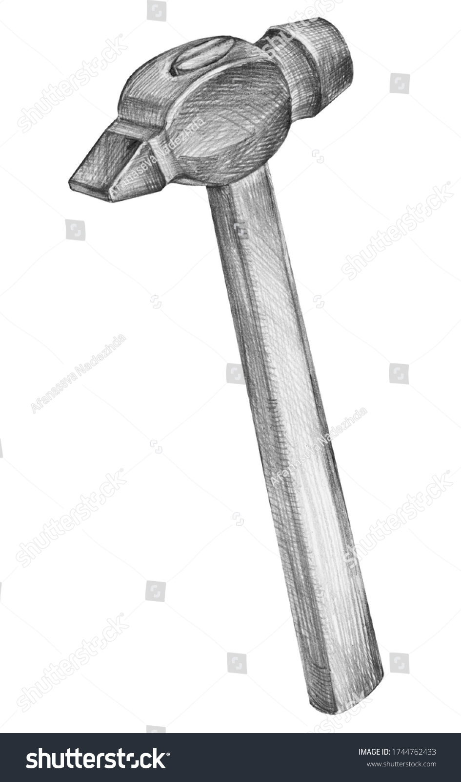 Pencil Illustration Hammer On White Background Stock Illustration