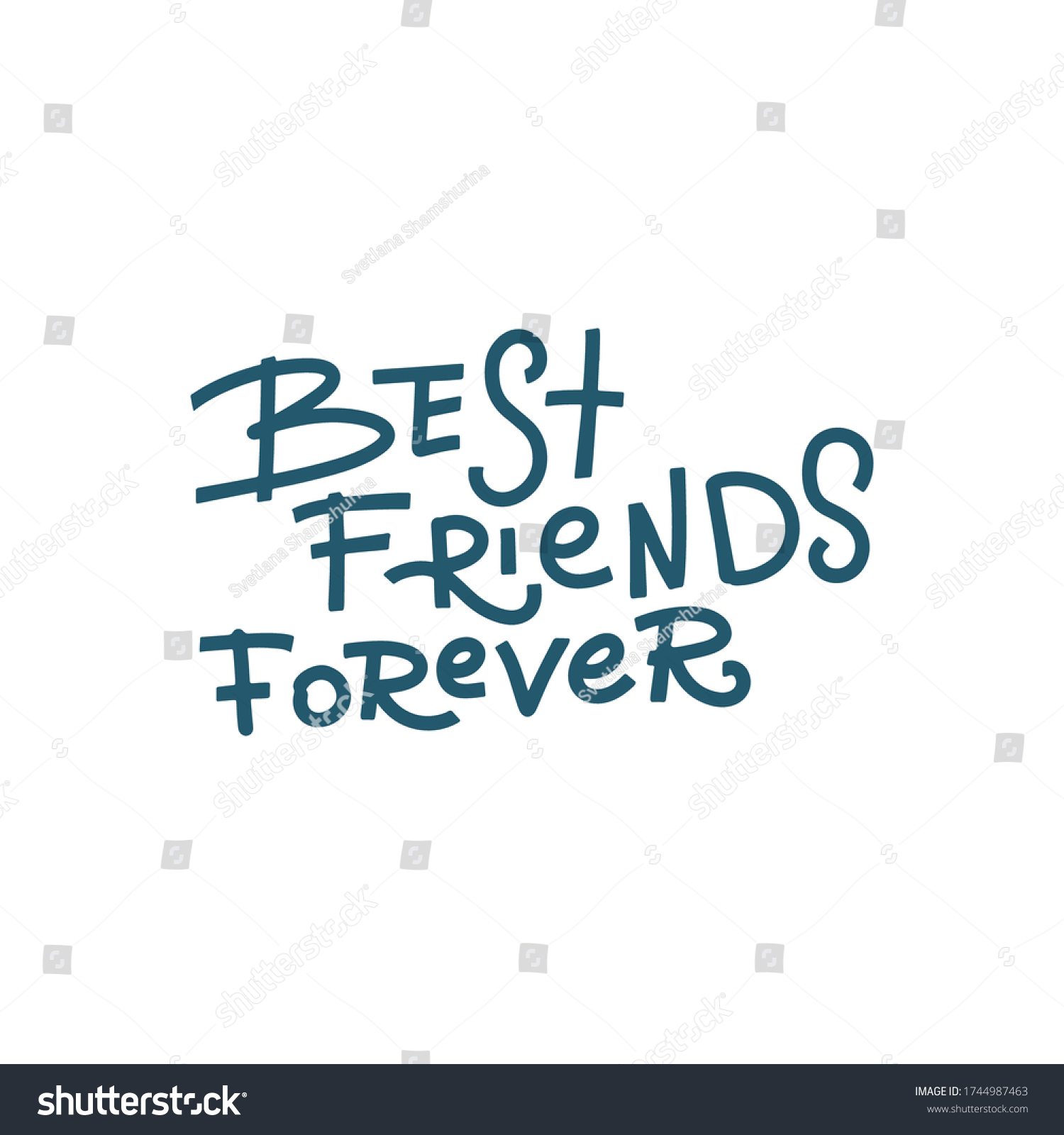 Best Friends Forever Handwritten Lettering Happy Stock Vector (Royalty ...