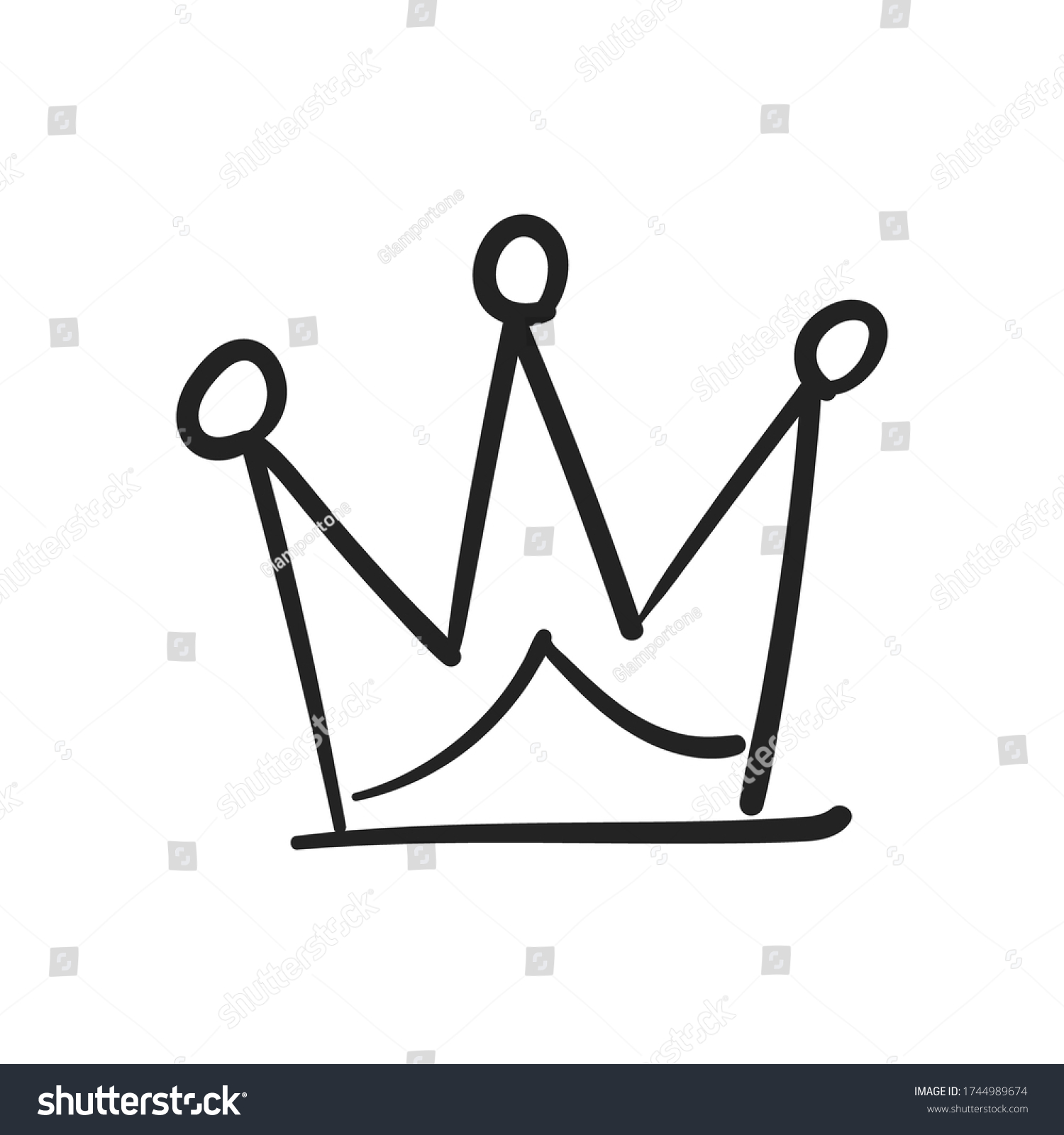 Crown Doodle Hand Drawn King Queen Stock Vector (Royalty Free ...