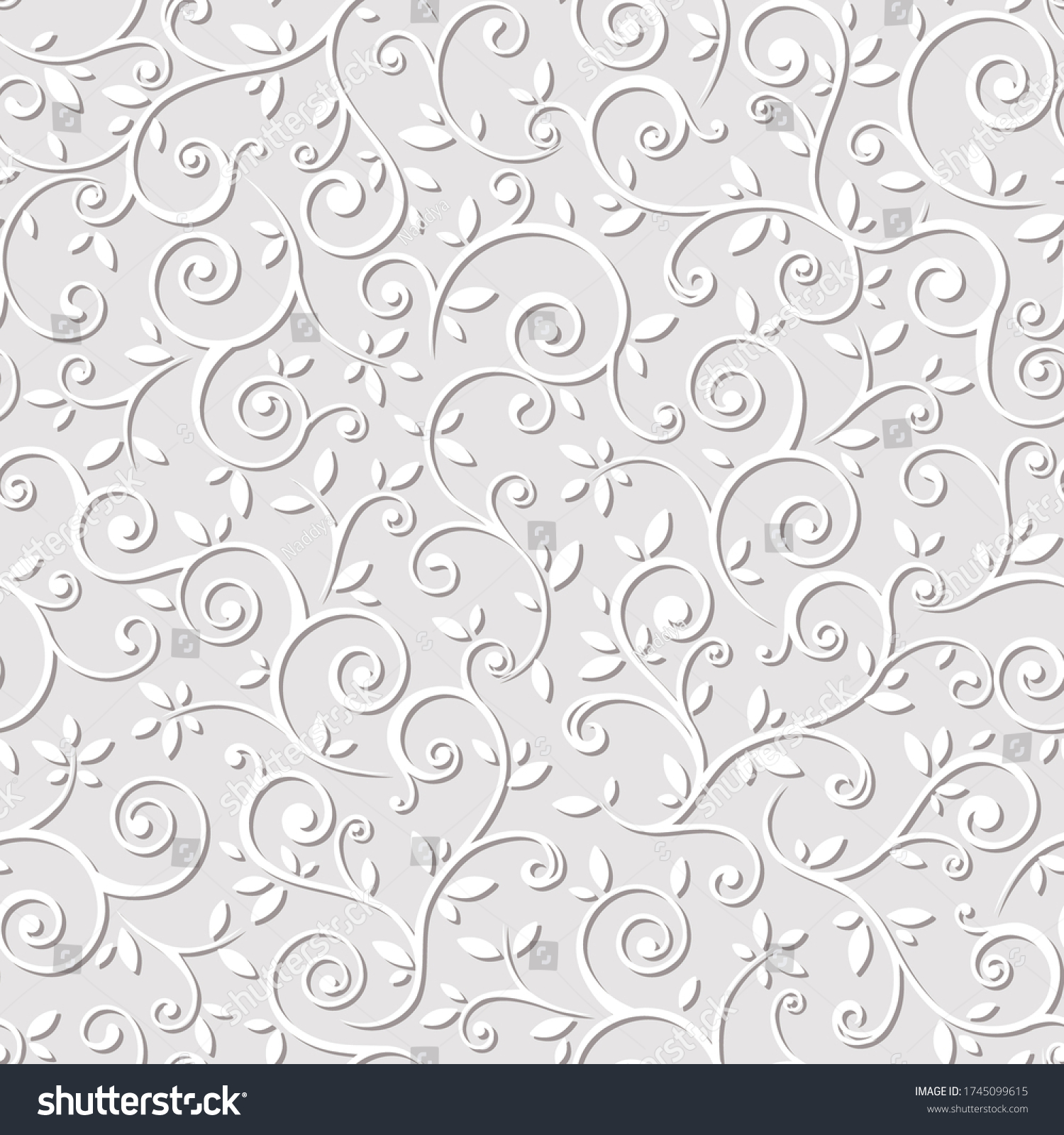 Vector Seamless Gray White Floral Pattern Stock Vector (Royalty Free ...