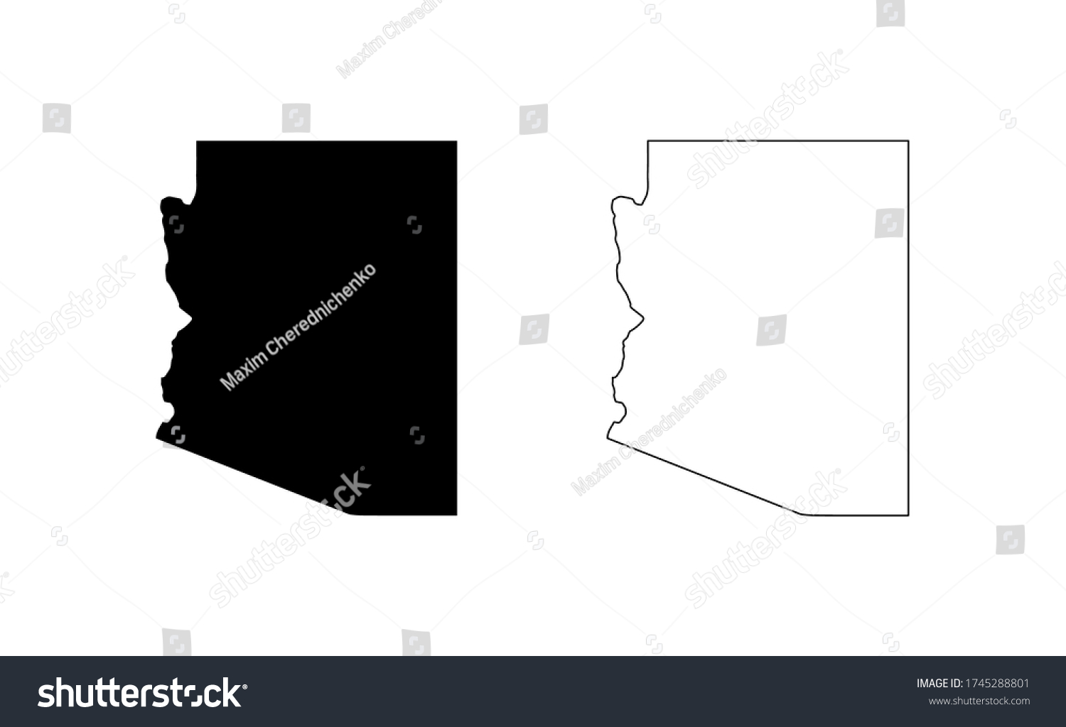 Arizona State Map Silhouette Line Country Stock Vector Royalty Free 1745288801 Shutterstock 3145