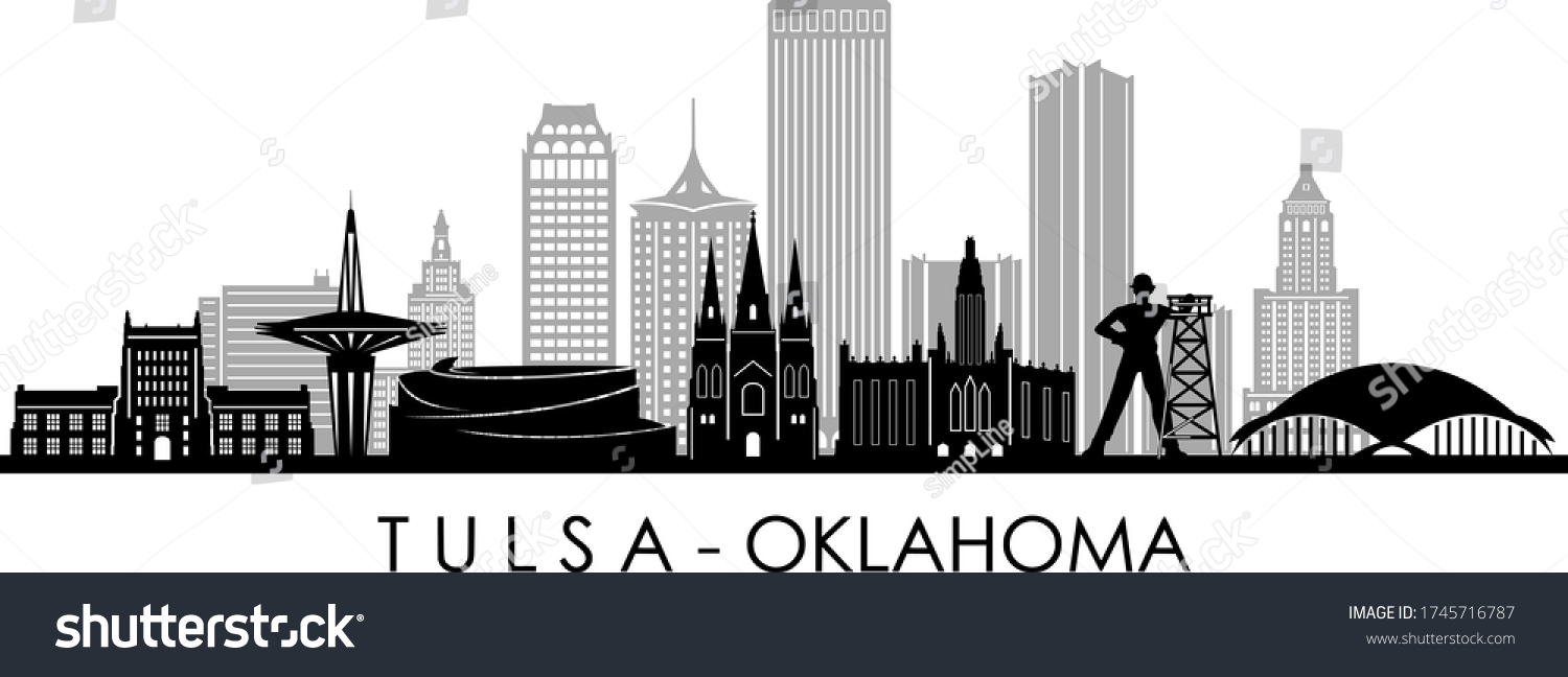 Tulsa City Oklahoma Skyline Silhouette Cityscape Stock Vector (Royalty ...