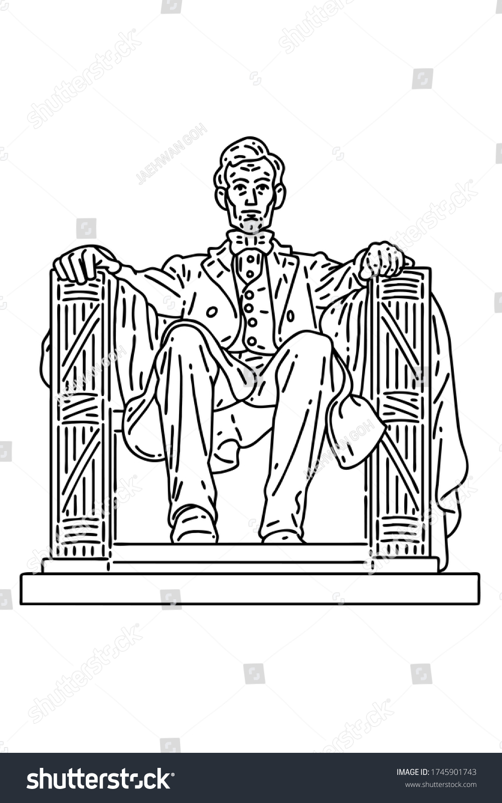 Lincoln Statue Lincoln Memorial Vector Line Stock Vector (Royalty Free ...