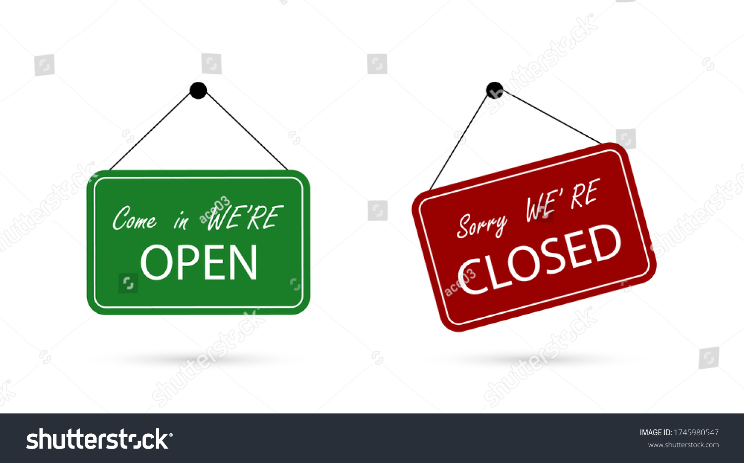 open closed sign board