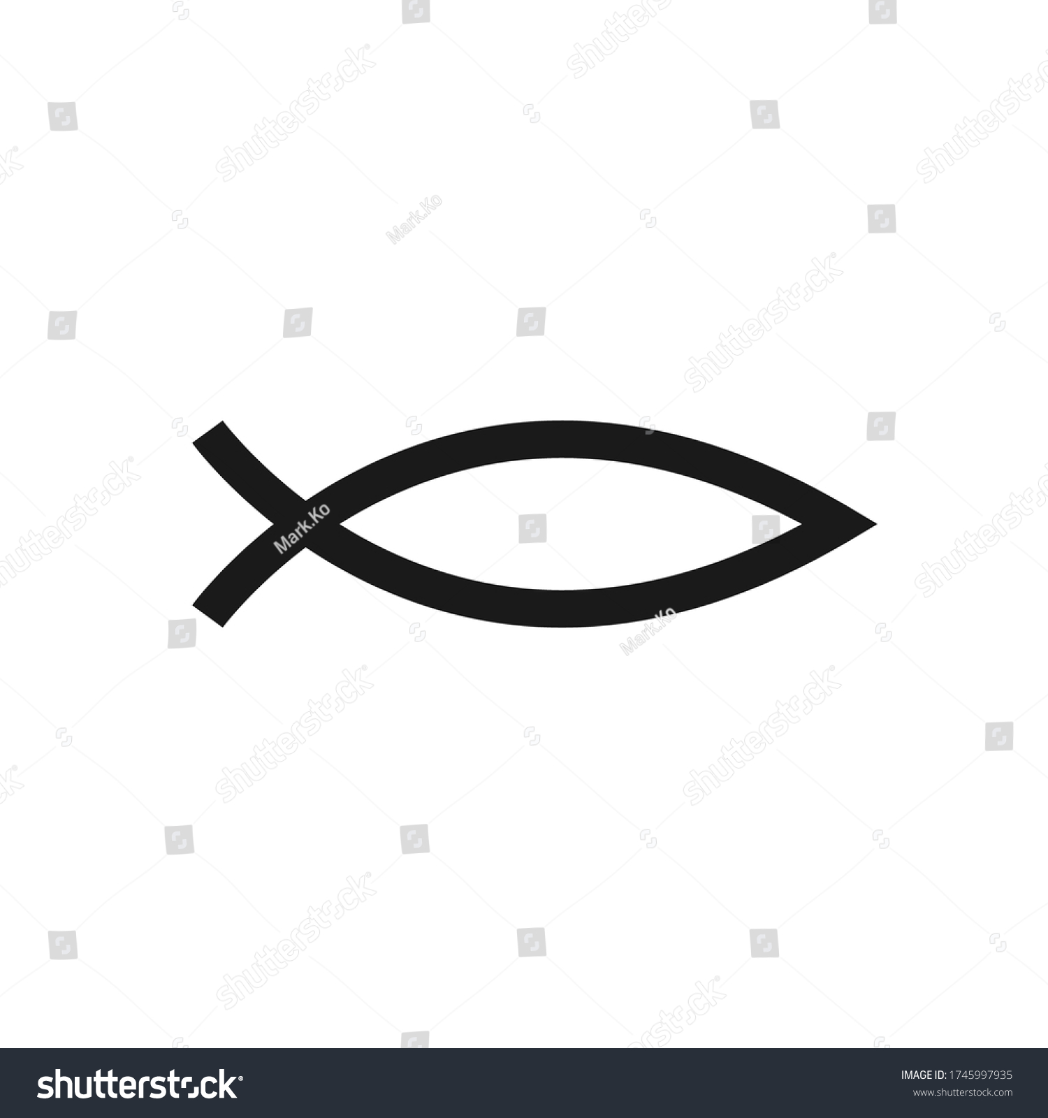 Christianity Symbol Fish Isolated Vector Outline Stock Vector (Royalty ...