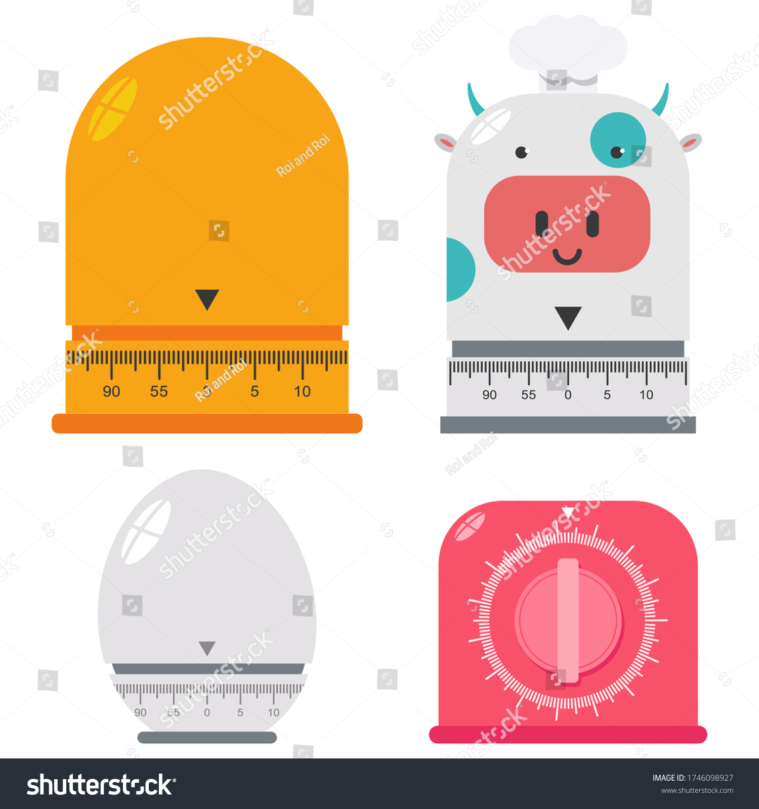 Kitchen Timer Vector Cartoon Set Isolated Stock Vector Royalty Free   Stock Vector Kitchen Timer Vector Cartoon Set Isolated On A White Background 1746098927 