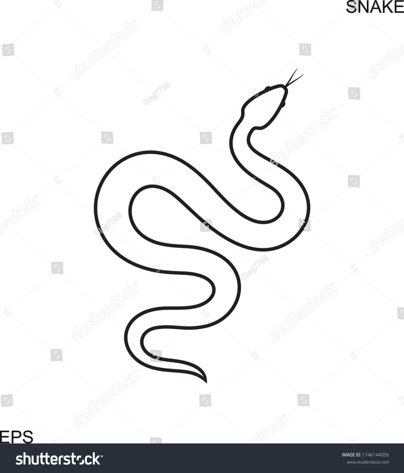 Snake Outline Isolated Snake On White Stock Vector (Royalty Free ...