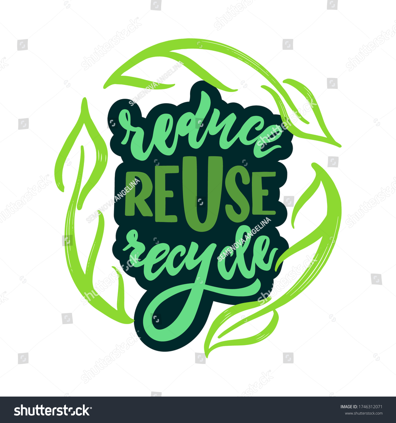 Vektor Stok Reduce Reuse Recycle Hand Draw Leaves (Tanpa Royalti ...