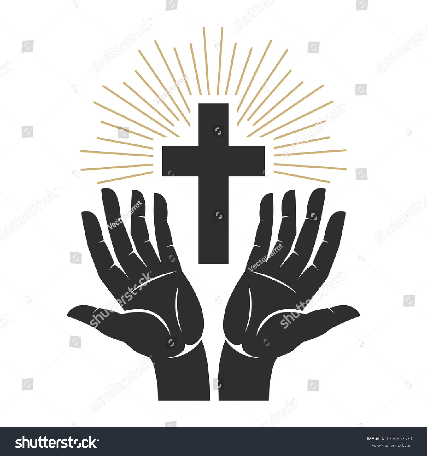 Hands Shining Holy Cross Design Element Stock Vector (Royalty Free ...